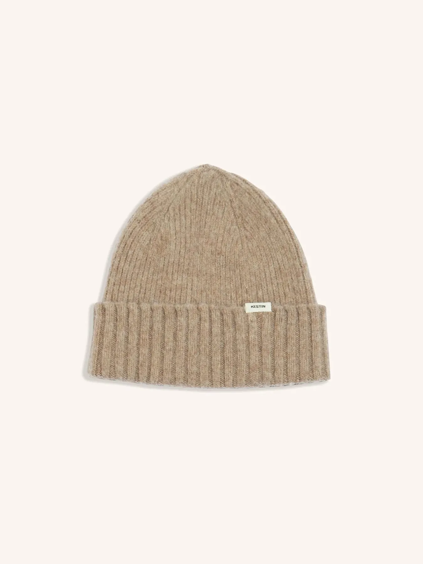 Balloch Beanie in Mushroom Brushed Lambswool sold by Kestin