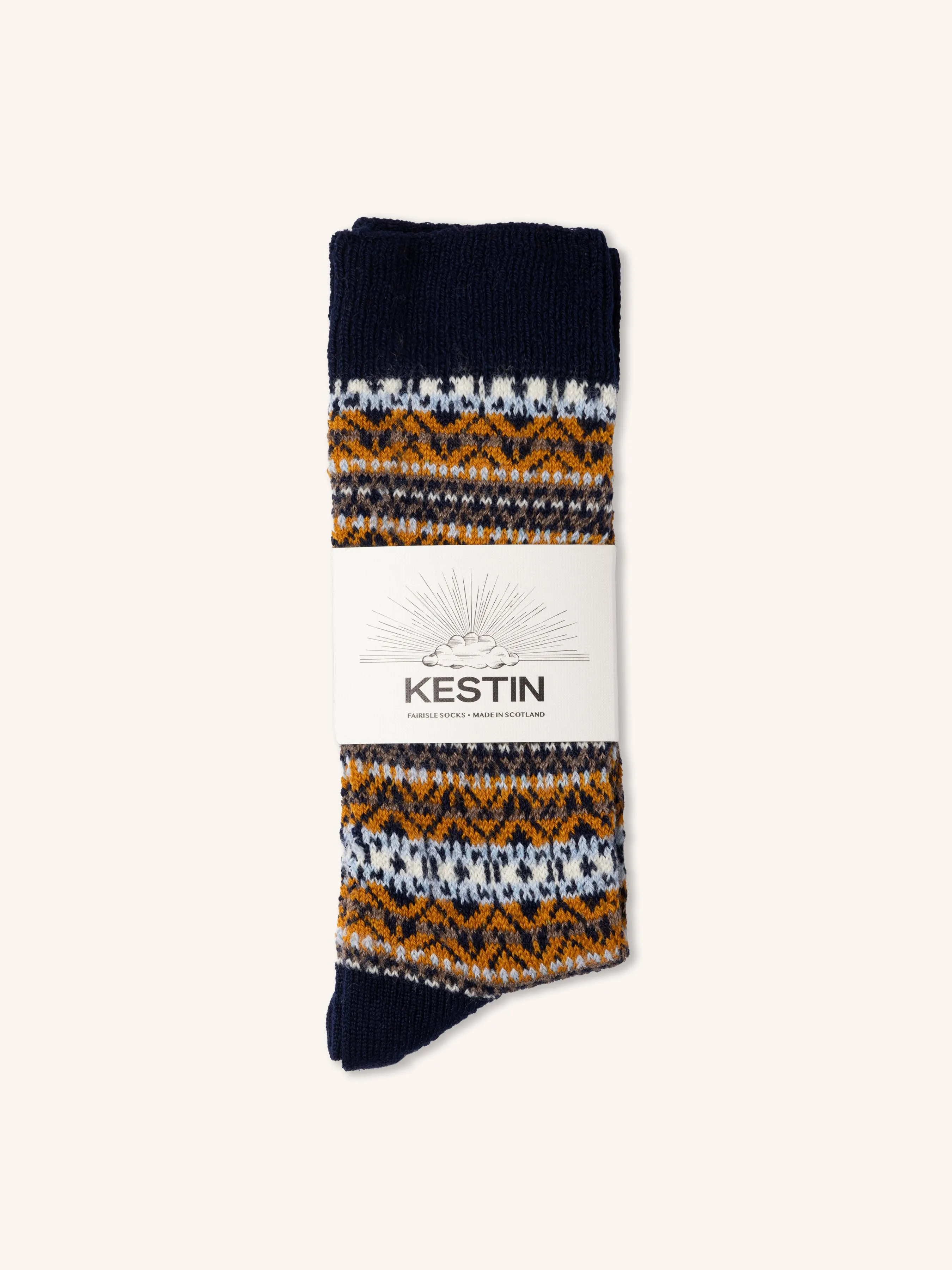 Fairisle Sock in Navy Wool Blend sold by Kestin product image thumbnail 2
