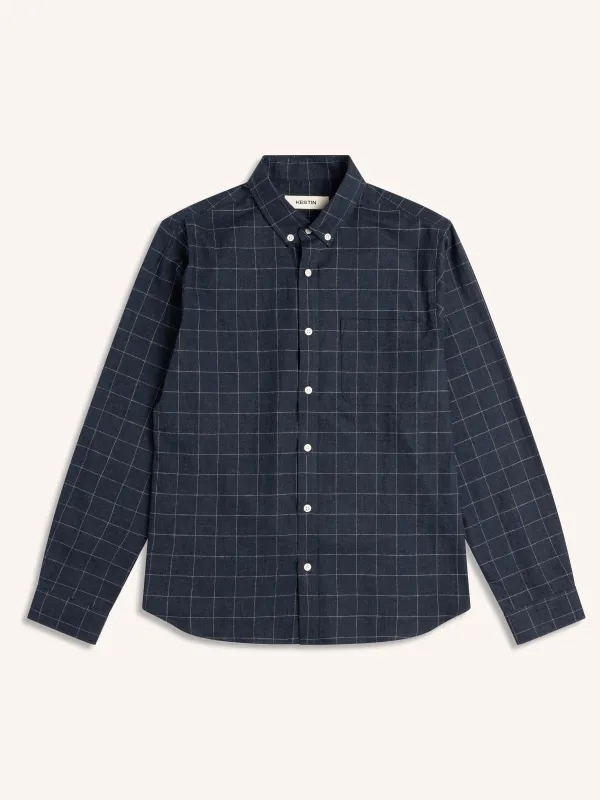 Raeburn Button Down Shirt in Navy Check made by Kestin