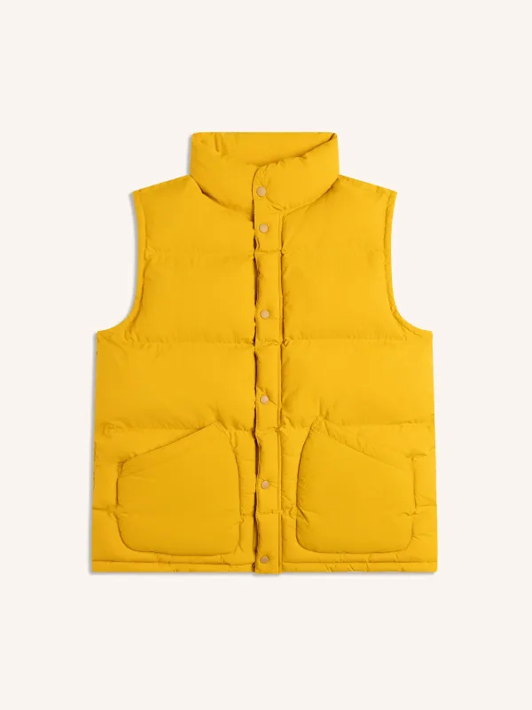 Pathhead Puffer Vest in Yellow Recycled Nylon sold by Kestin