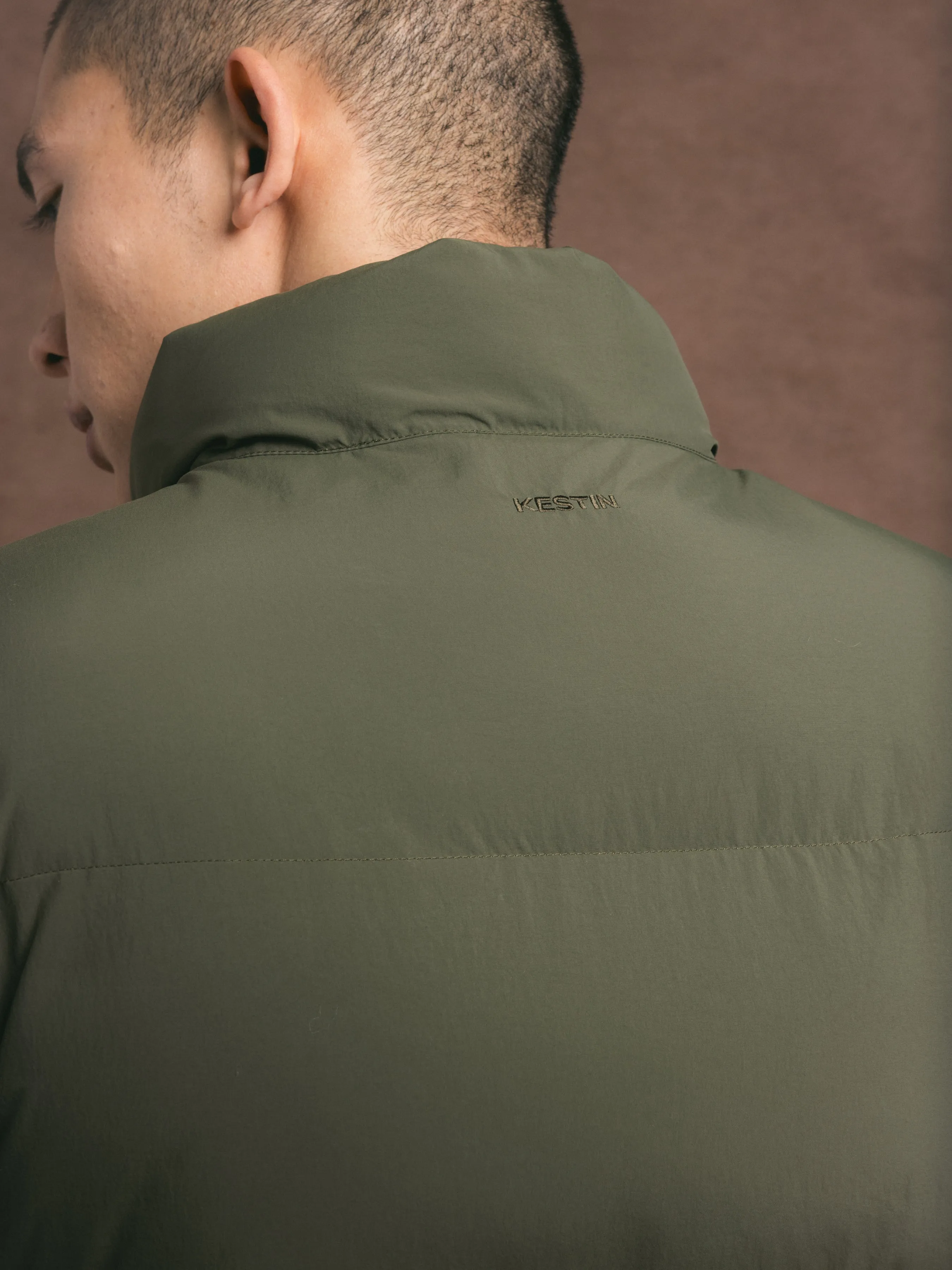 Pathhead Puffer Vest in Dark Olive Recycled Nylon sold by Kestin product image thumbnail 3