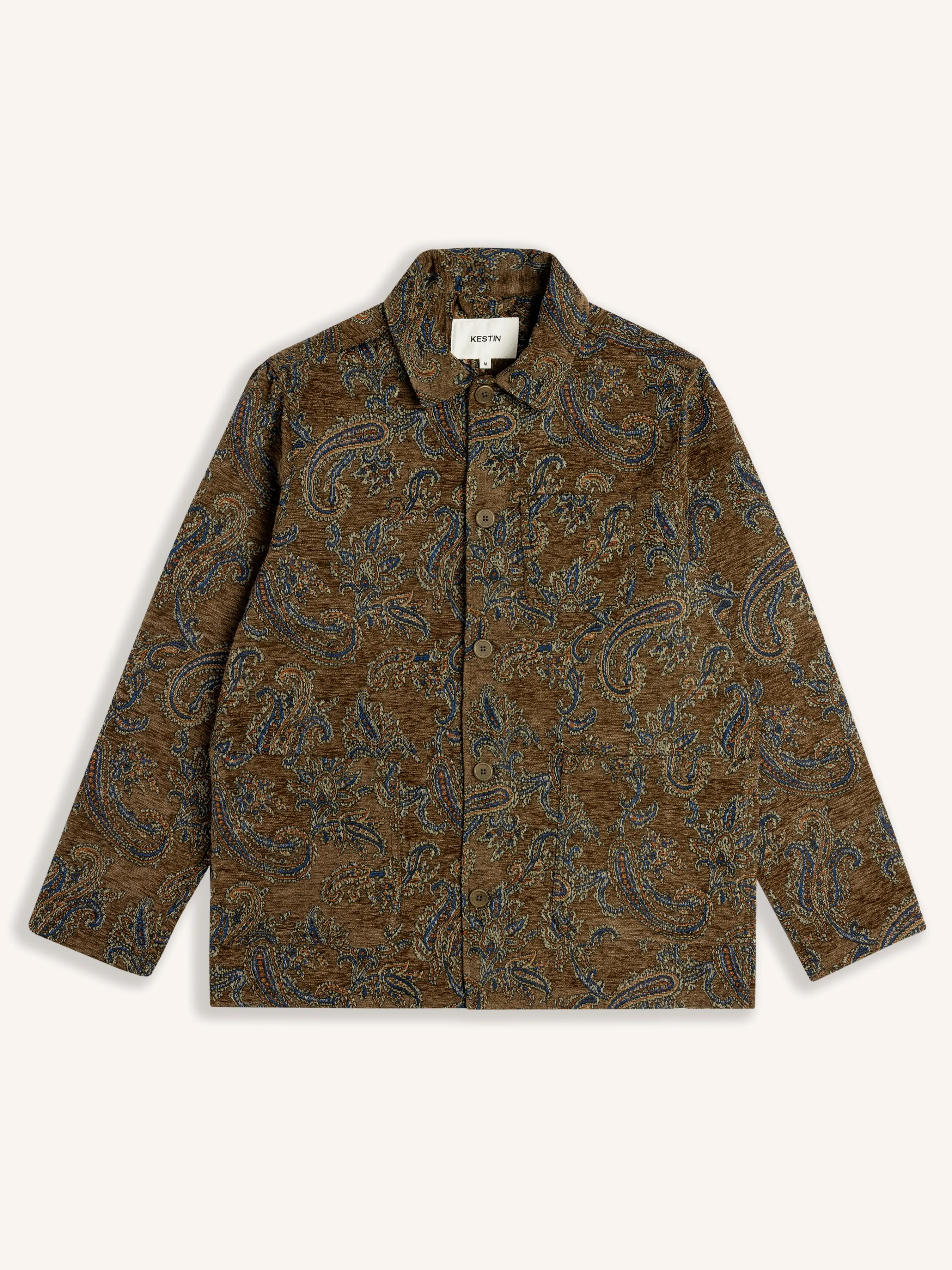 Ormiston Jacket in Olive Paisley Jacquard sold by Kestin