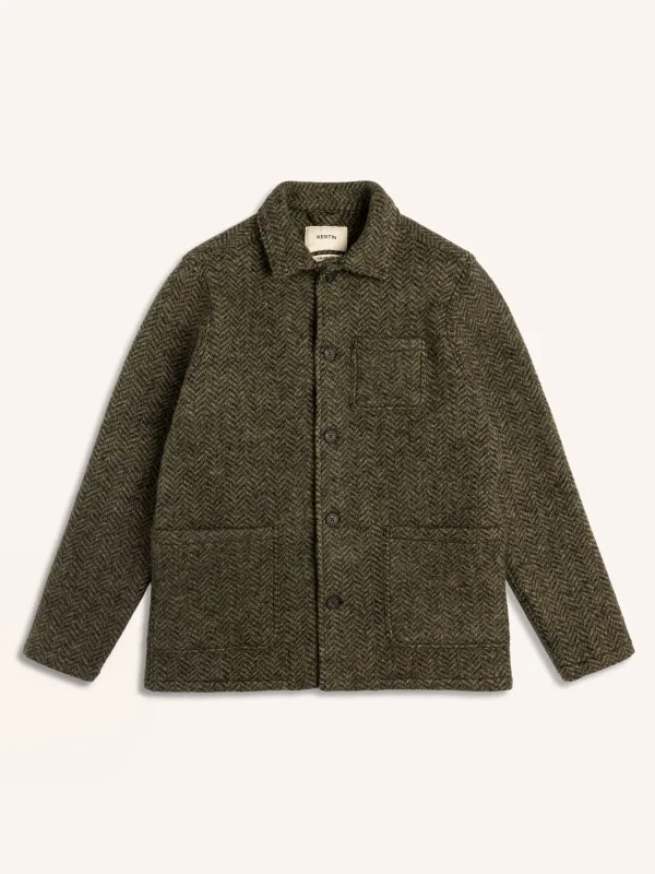 Ormiston Jacket in Moss Wool Herringbone sold by Kestin