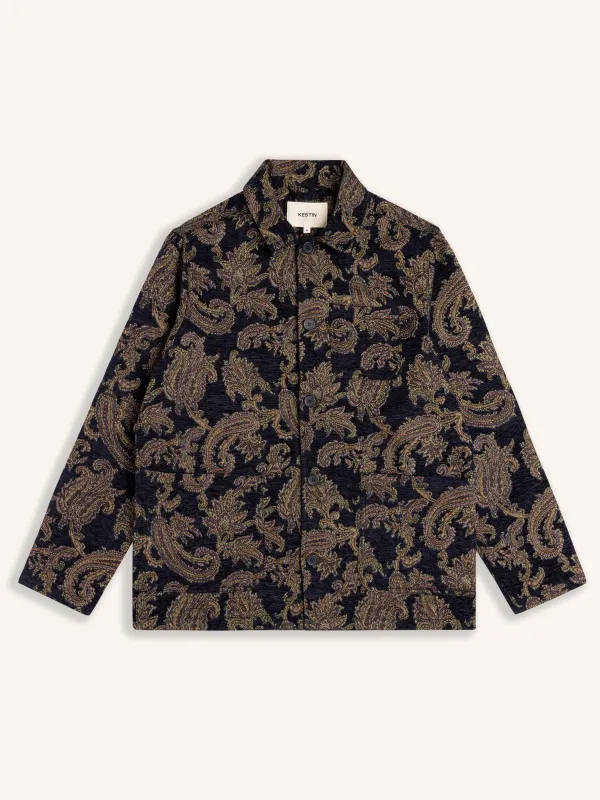 Ormiston Jacket in Navy Paisley Jacquard sold by Kestin