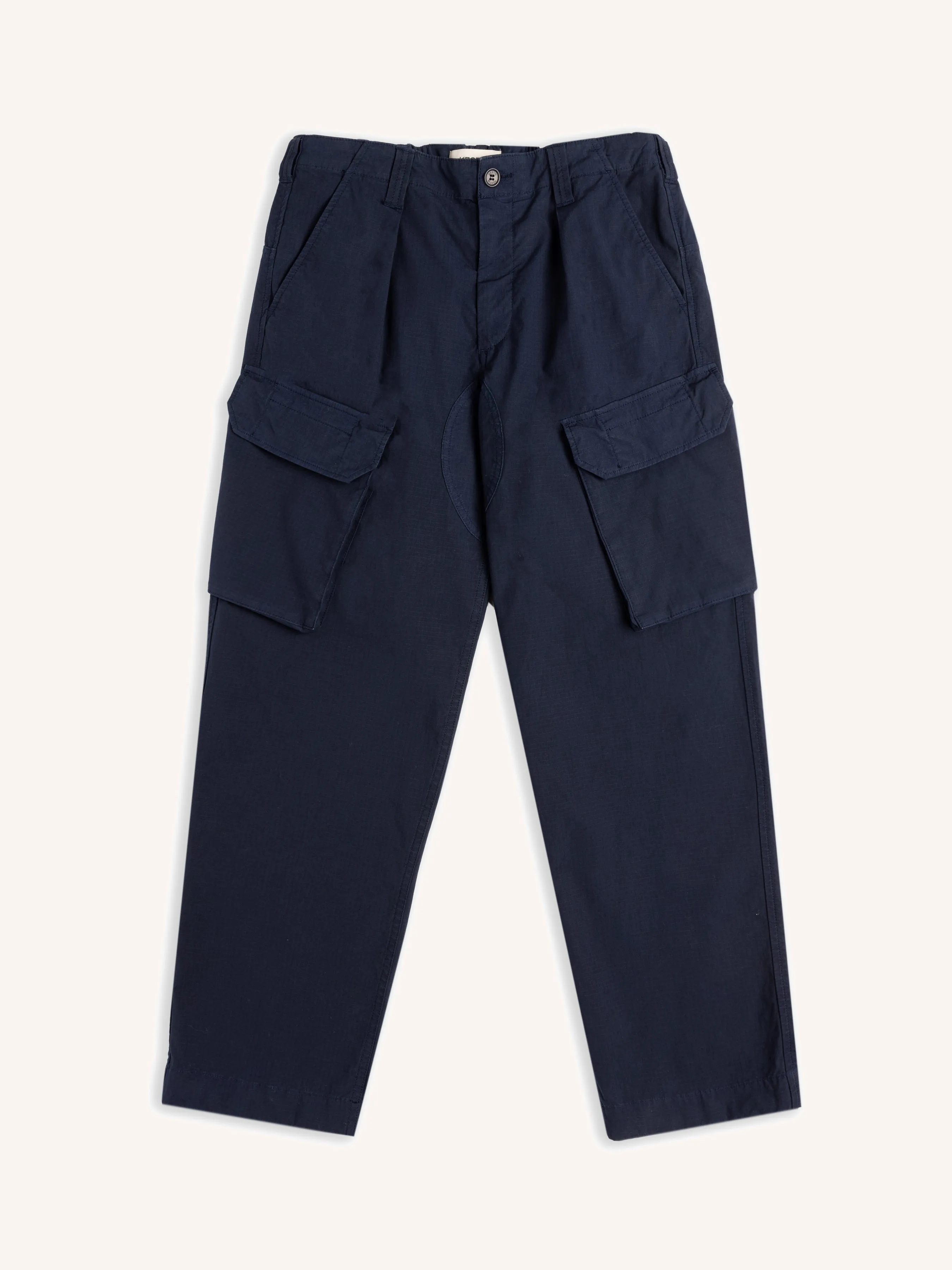 Luss Cargo Pant in Navy Cotton Ripstop sold by Kestin