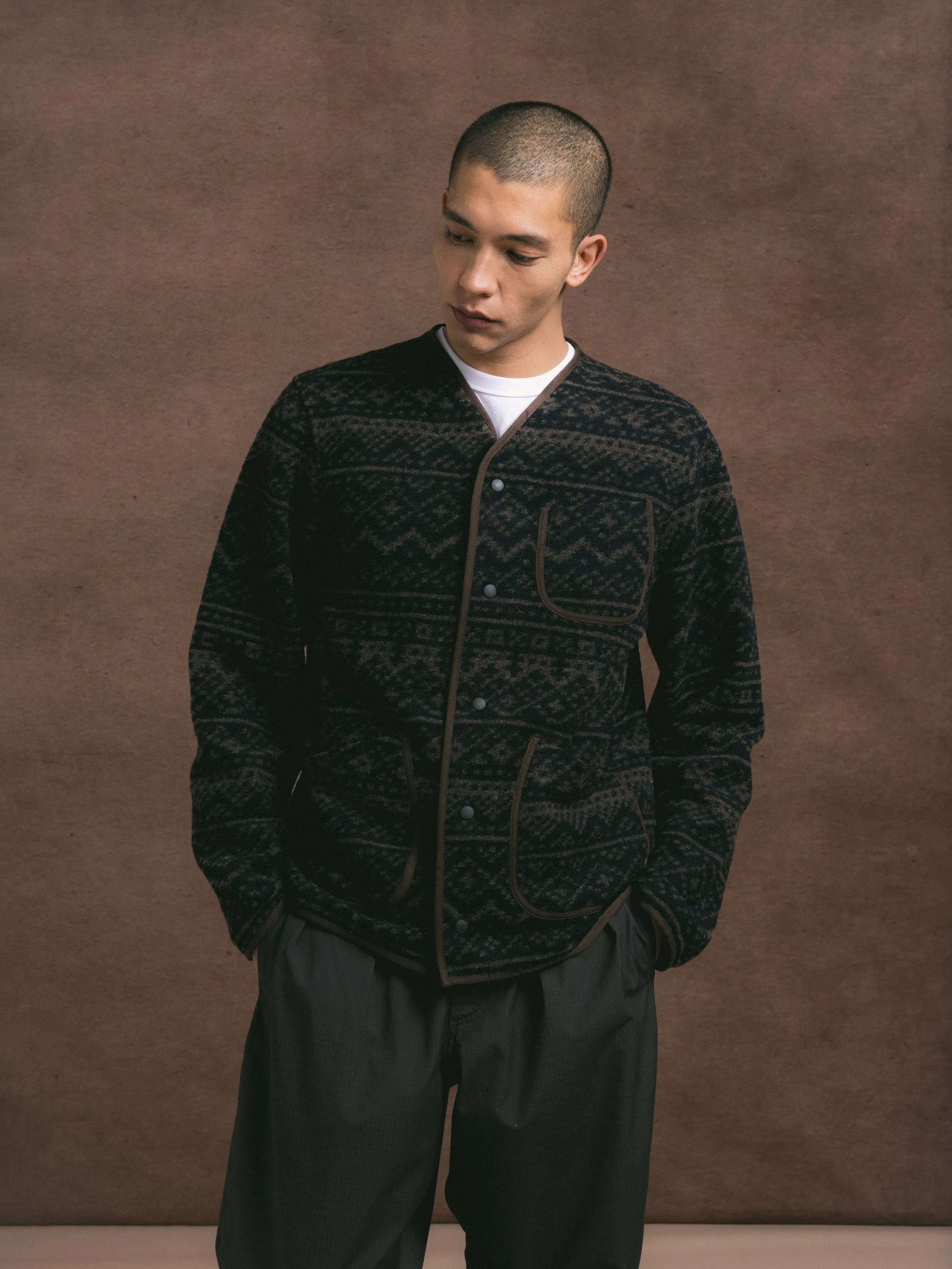 Neist Cardigan in Peat / Black Knitted Fairisle sold by Kestin product image thumbnail 2