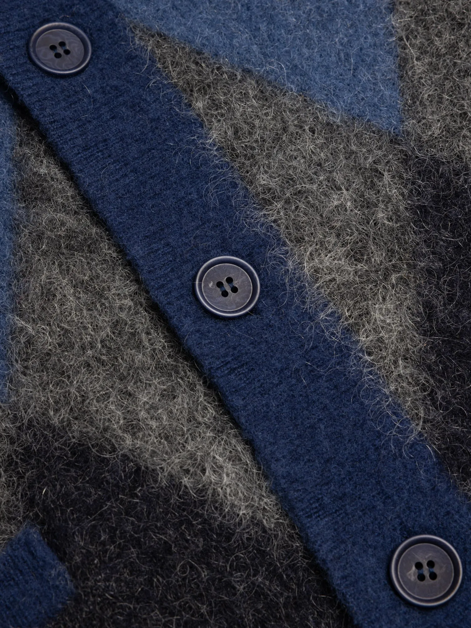 Muirfield Argyle Cardigan in Navy Brushed Mohair sold by Kestin product image thumbnail 2