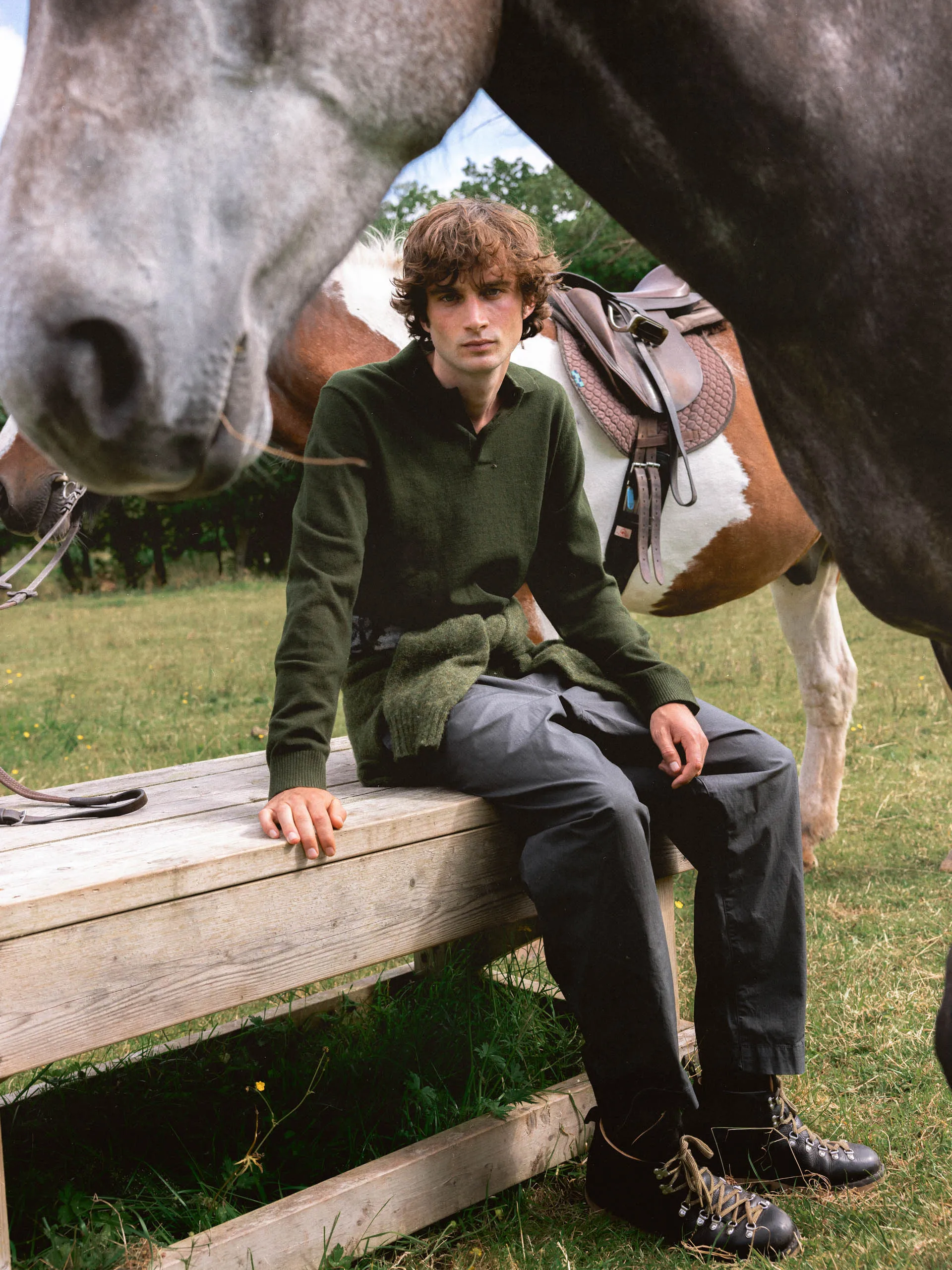 Mull Polo in Dark Olive Fine Gauge Wool Blend sold by Kestin product image thumbnail 4