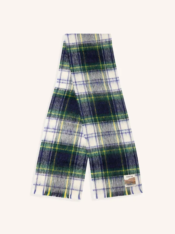 Muir Brushed Scarf in White Check Mohair Blend sold by Kestin