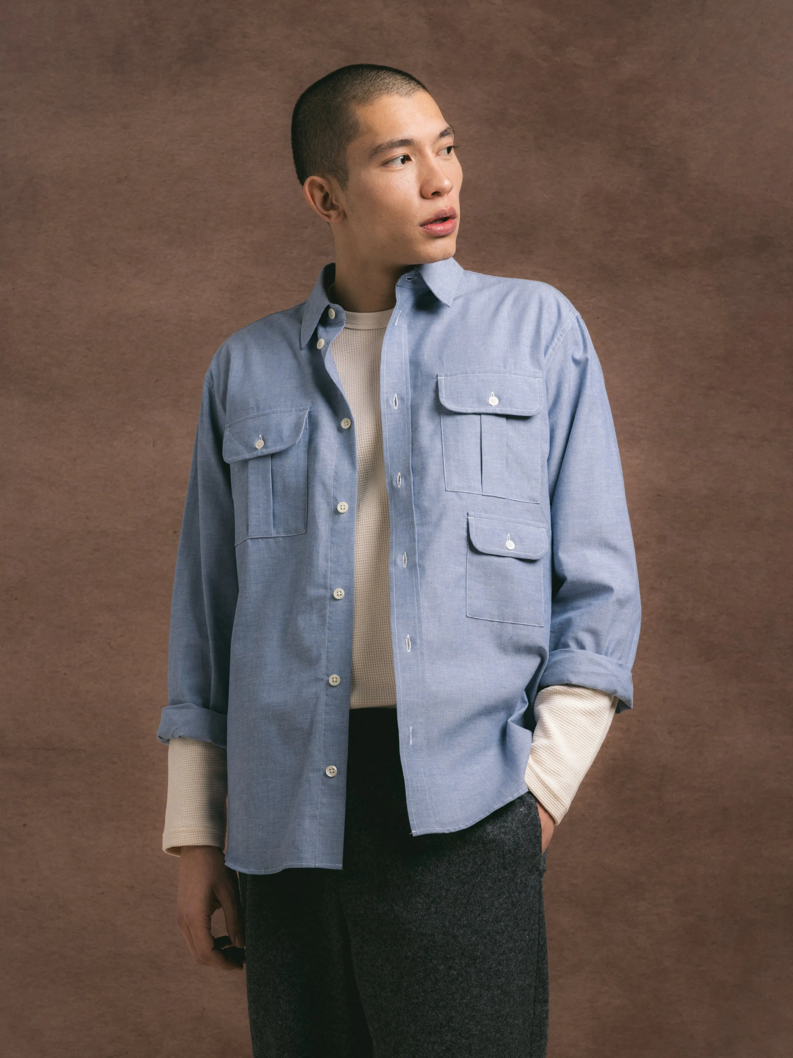 Kinnaird Shirt in Lightweight Chambray sold by Kestin product image thumbnail 4