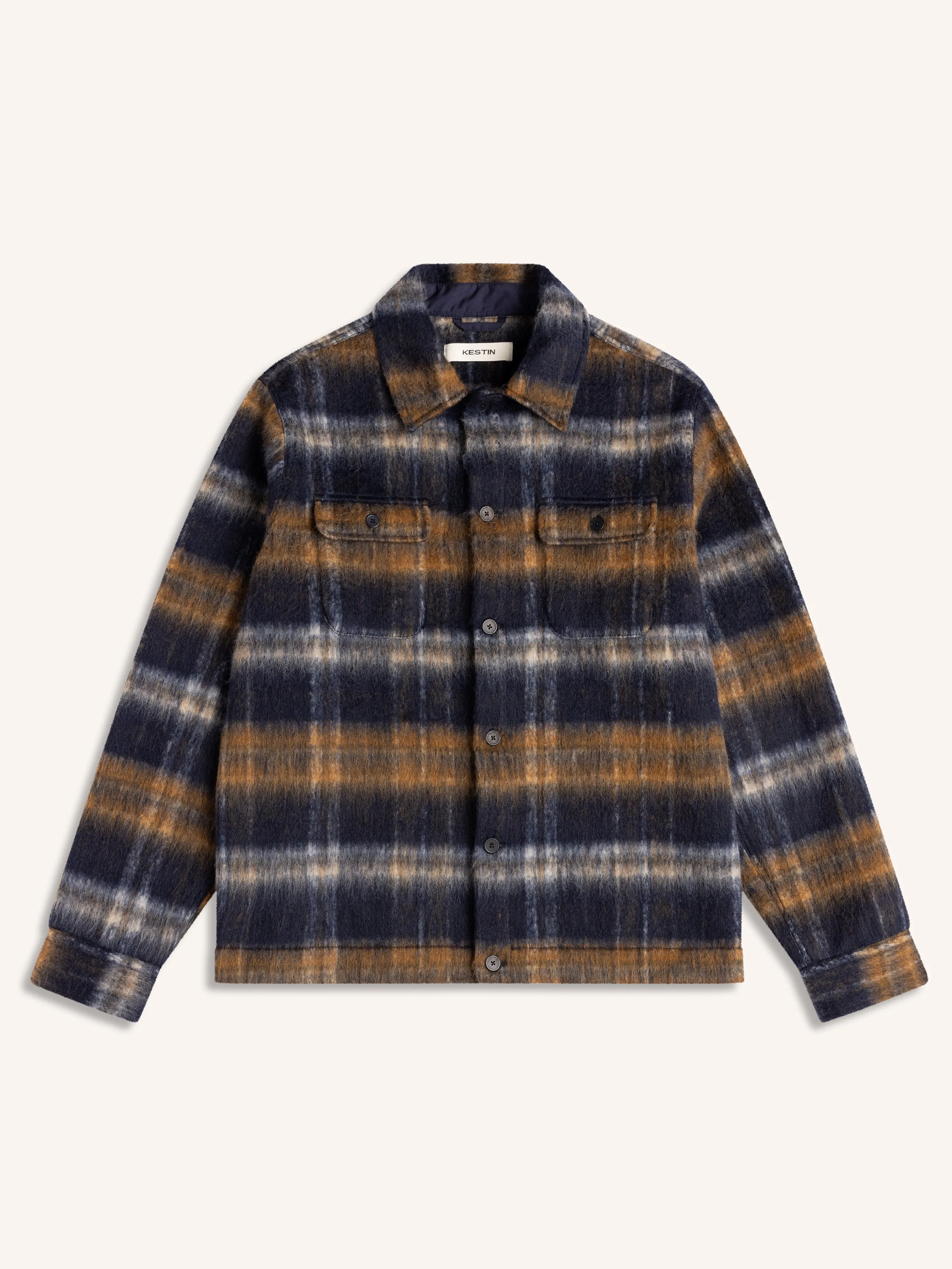 Haston Jacket in Navy Check Brushed Wool sold by Kestin
