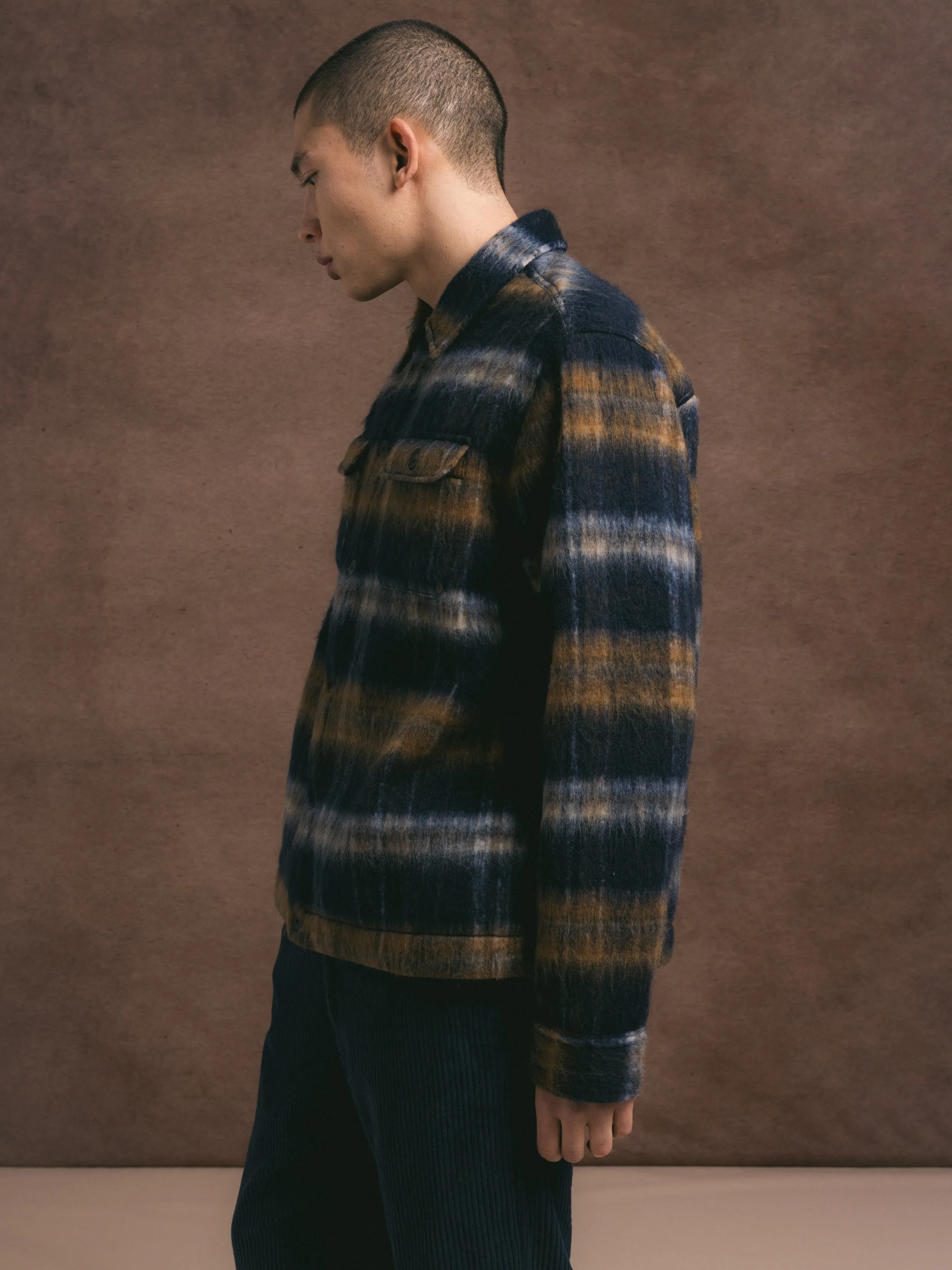 Haston Jacket in Navy Check Brushed Wool sold by Kestin product image thumbnail 3