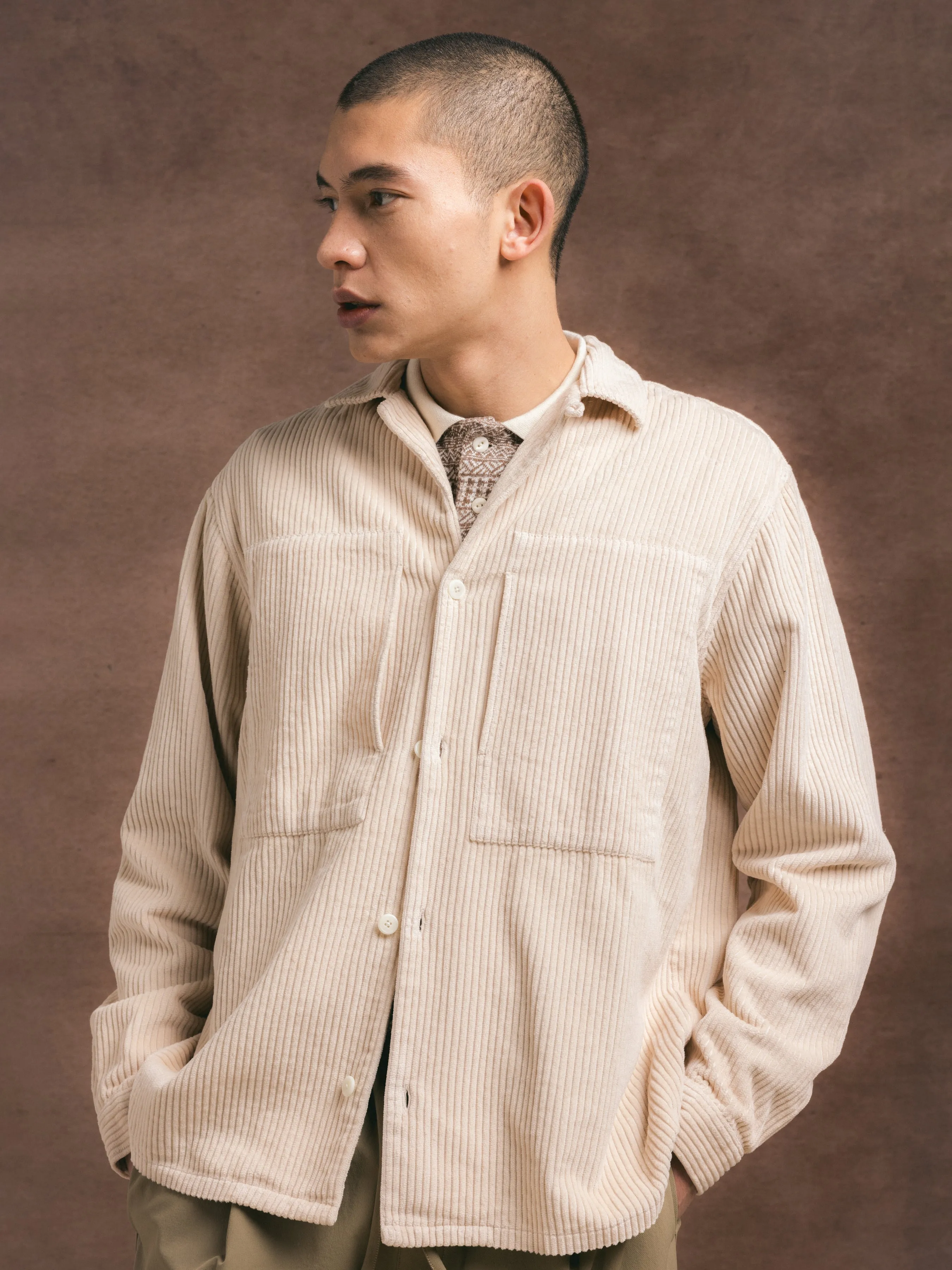 Durno Overshirt in Ecru Jumbo Cord sold by Kestin product image thumbnail 2