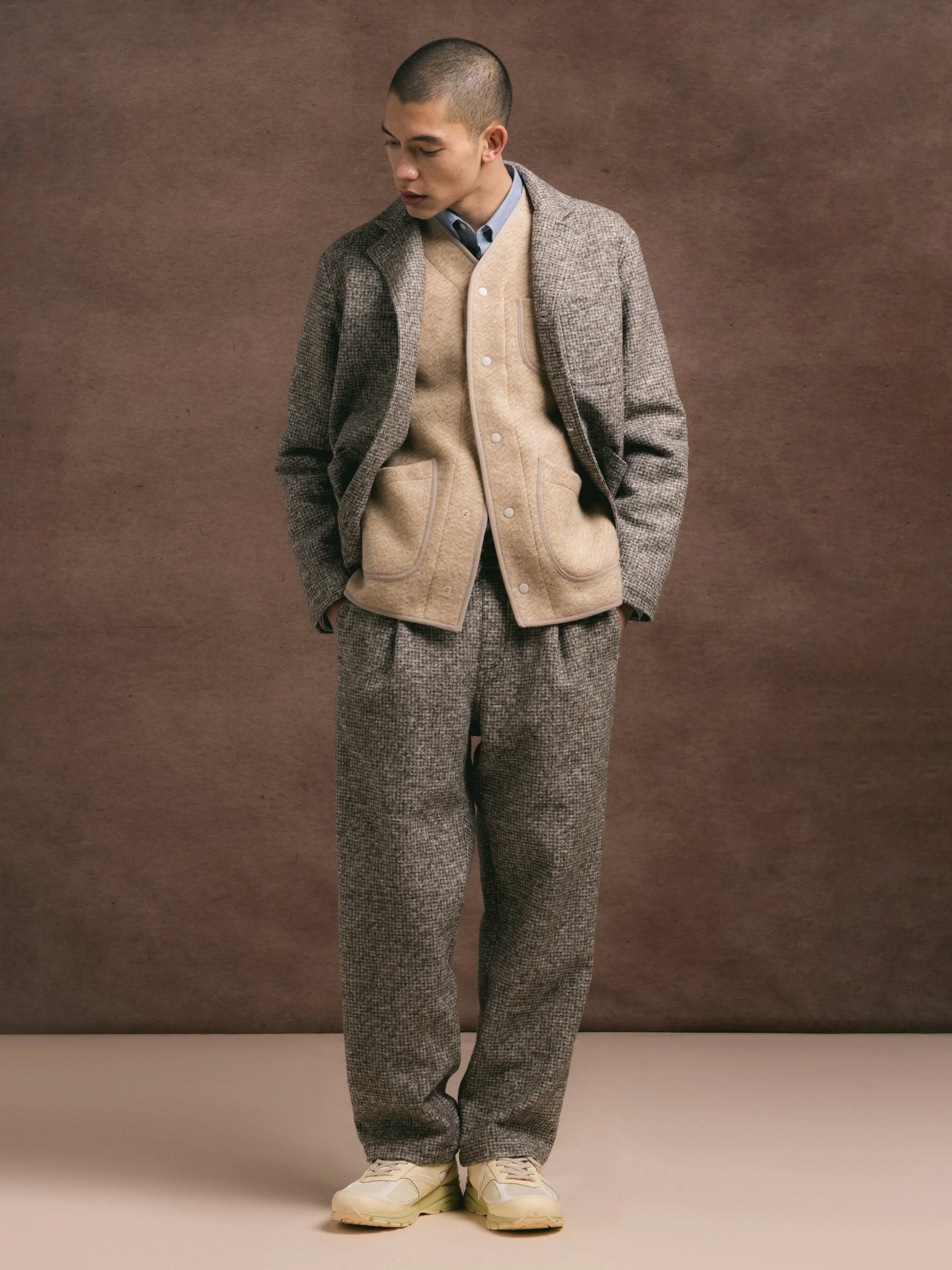 Doune Pant in Taupe Check Bonded Wool sold by Kestin product image thumbnail 2
