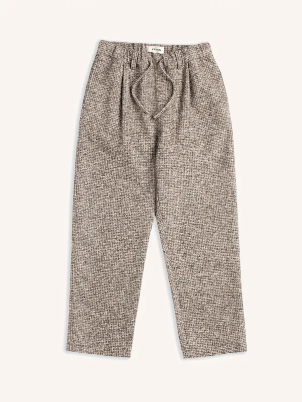 Doune Pant in Taupe Check Bonded Wool sold by Kestin