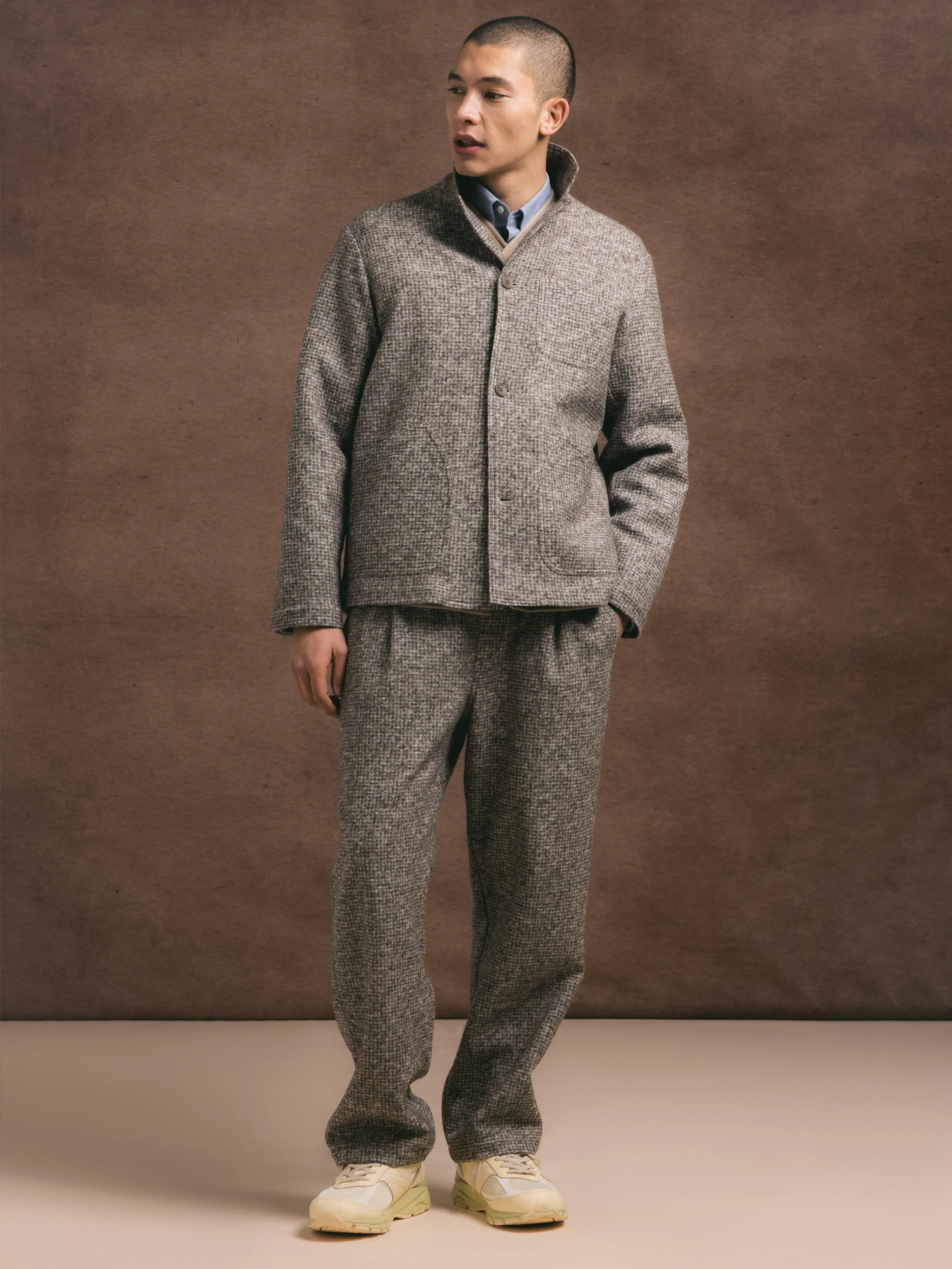 Doune Pant in Taupe Check Bonded Wool sold by Kestin product image thumbnail 3