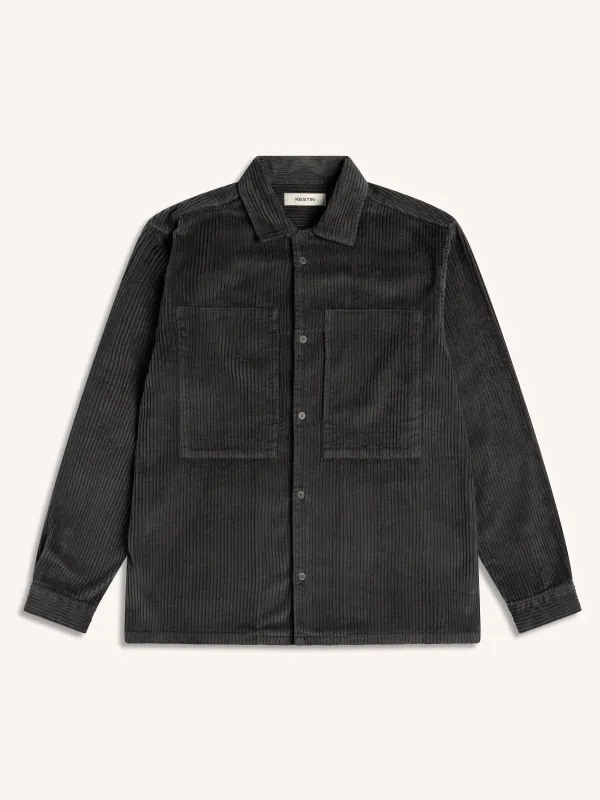 Durno Overshirt in Charcoal Jumbo Cord sold by Kestin