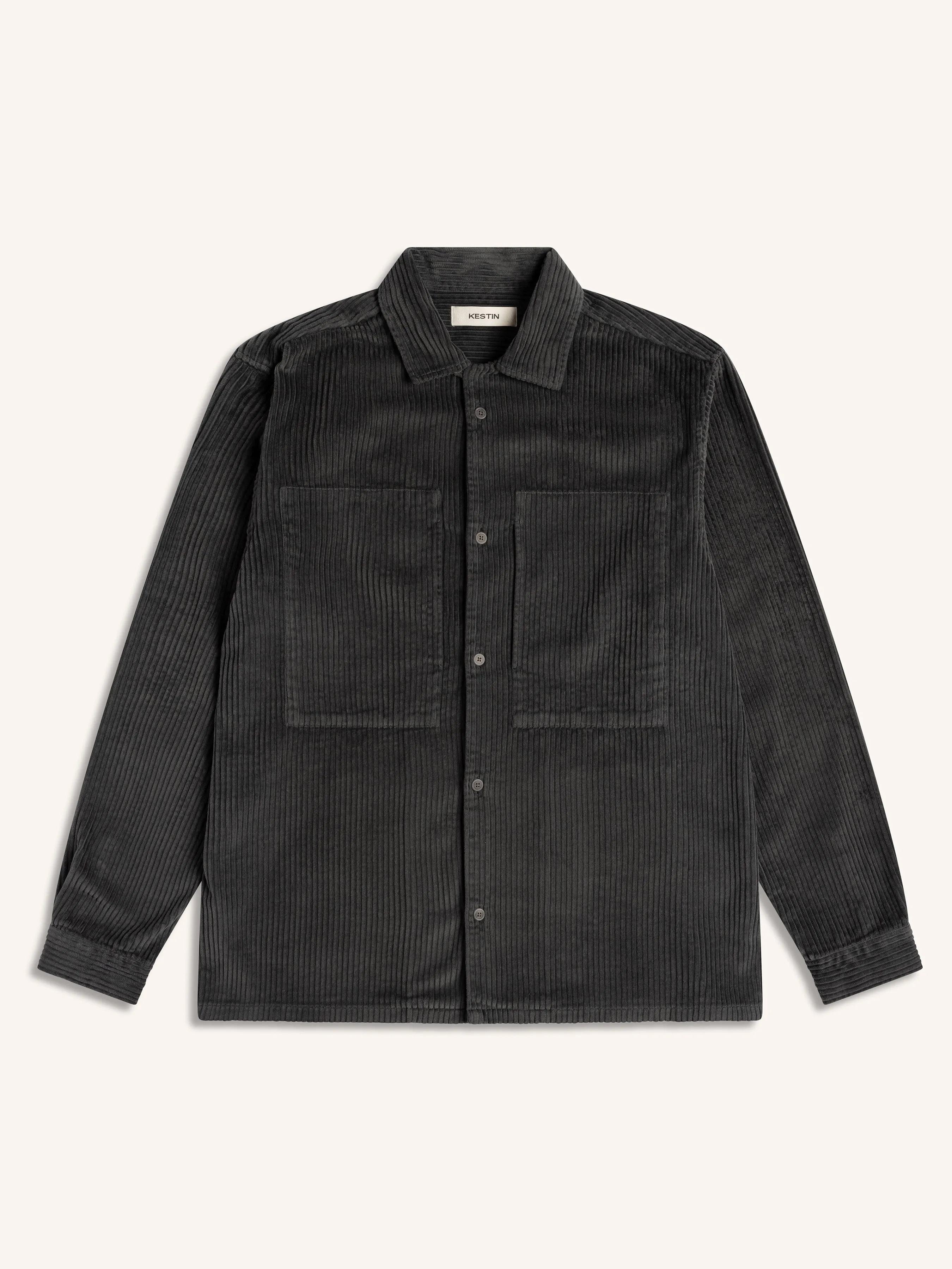 Durno Overshirt in Charcoal Jumbo Cord sold by Kestin