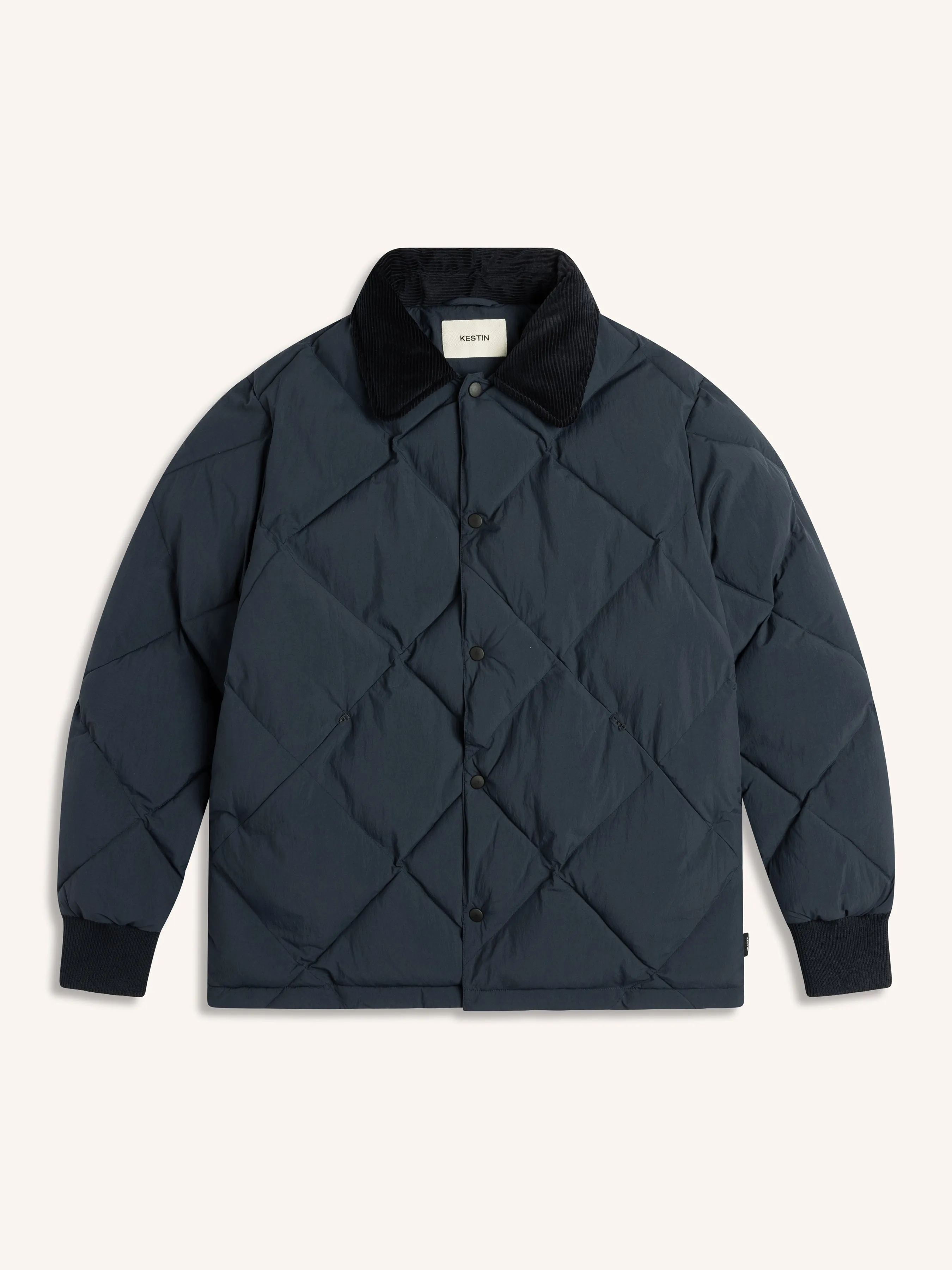 Dunbar Padded Jacket in Dark Navy Recycled Nylon sold by Kestin