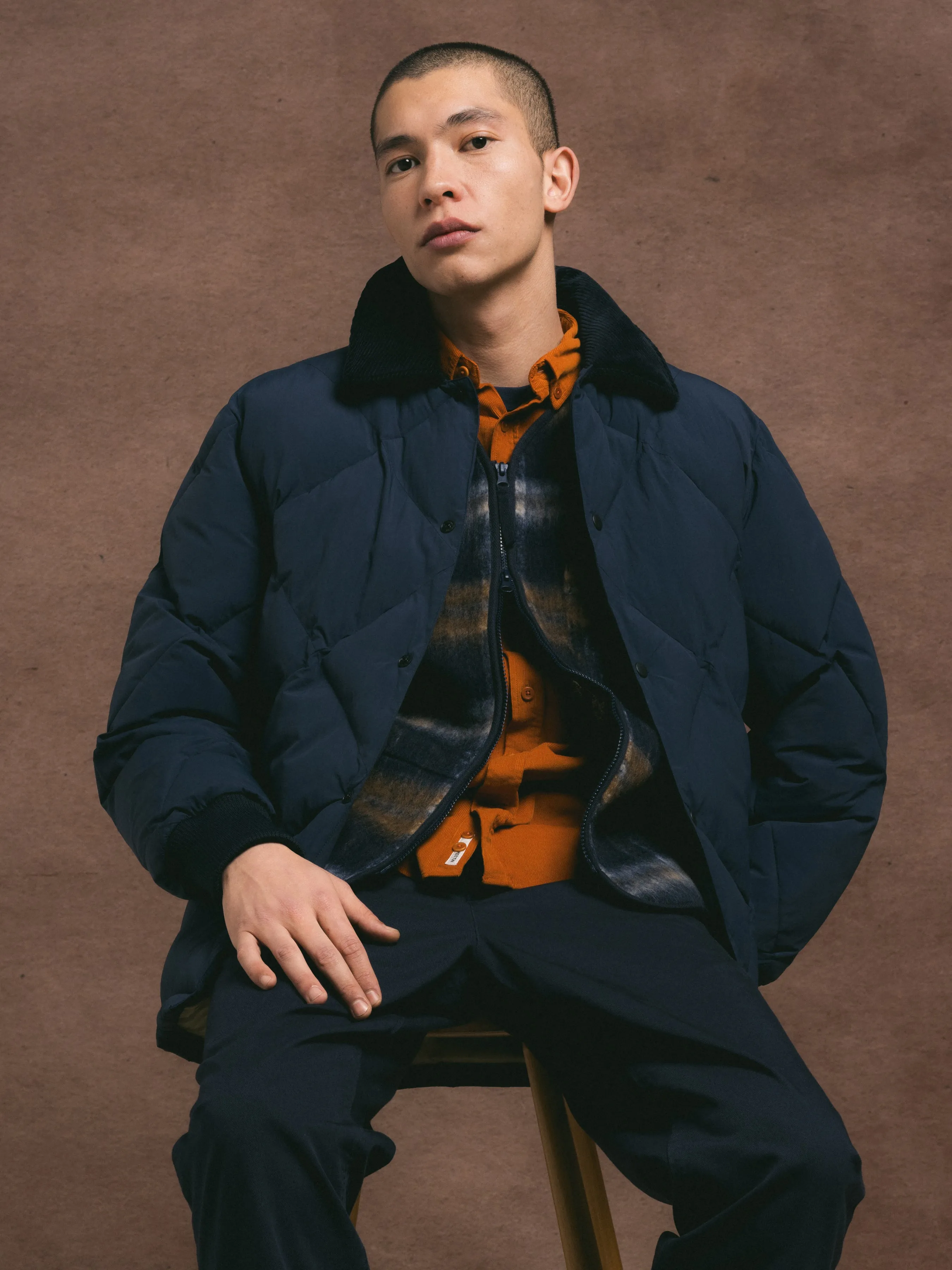 Dunbar Padded Jacket in Dark Navy Recycled Nylon sold by Kestin product image thumbnail 3