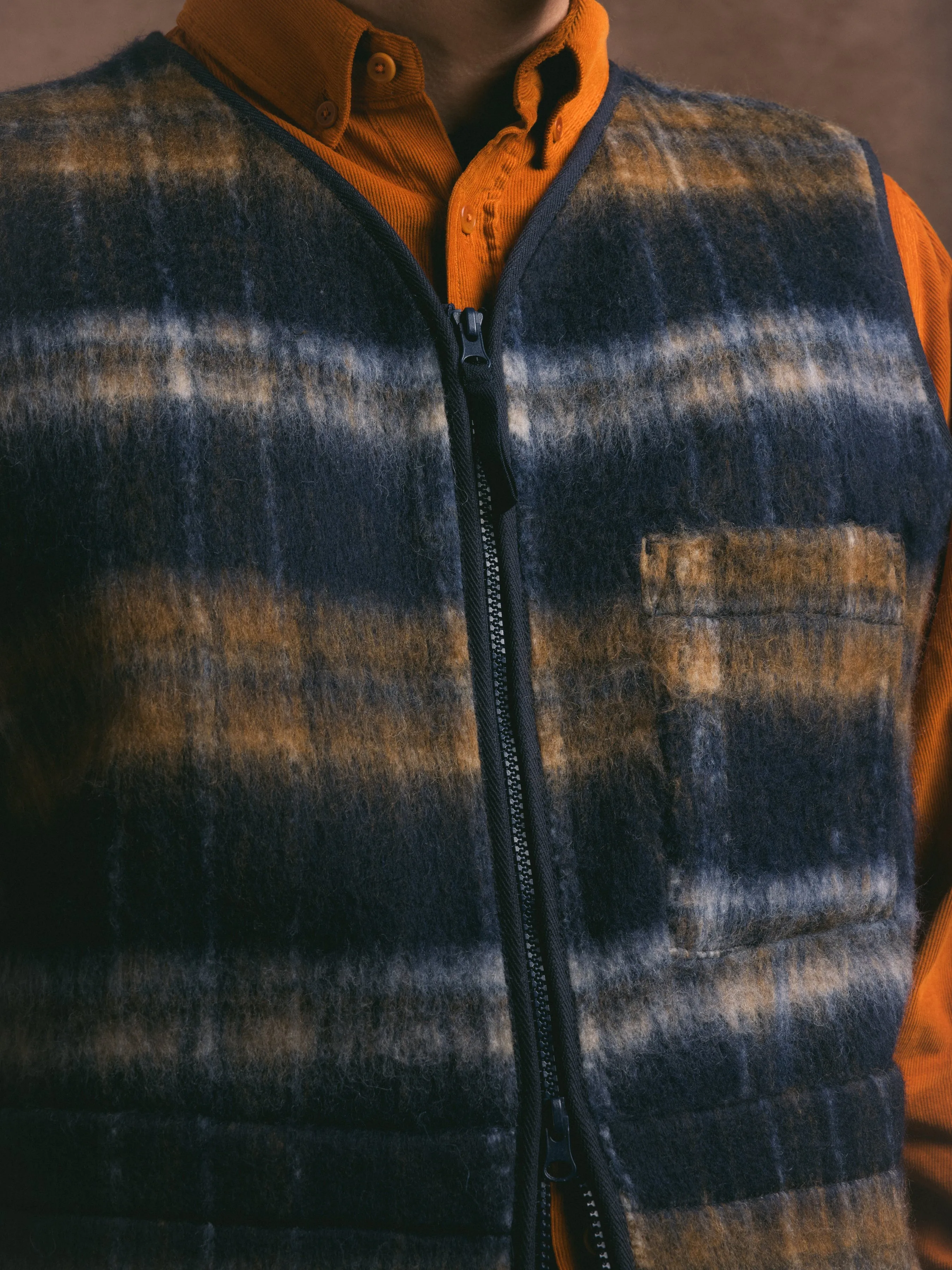 Bute Vest in Navy Check Brushed Wool sold by Kestin product image thumbnail 4