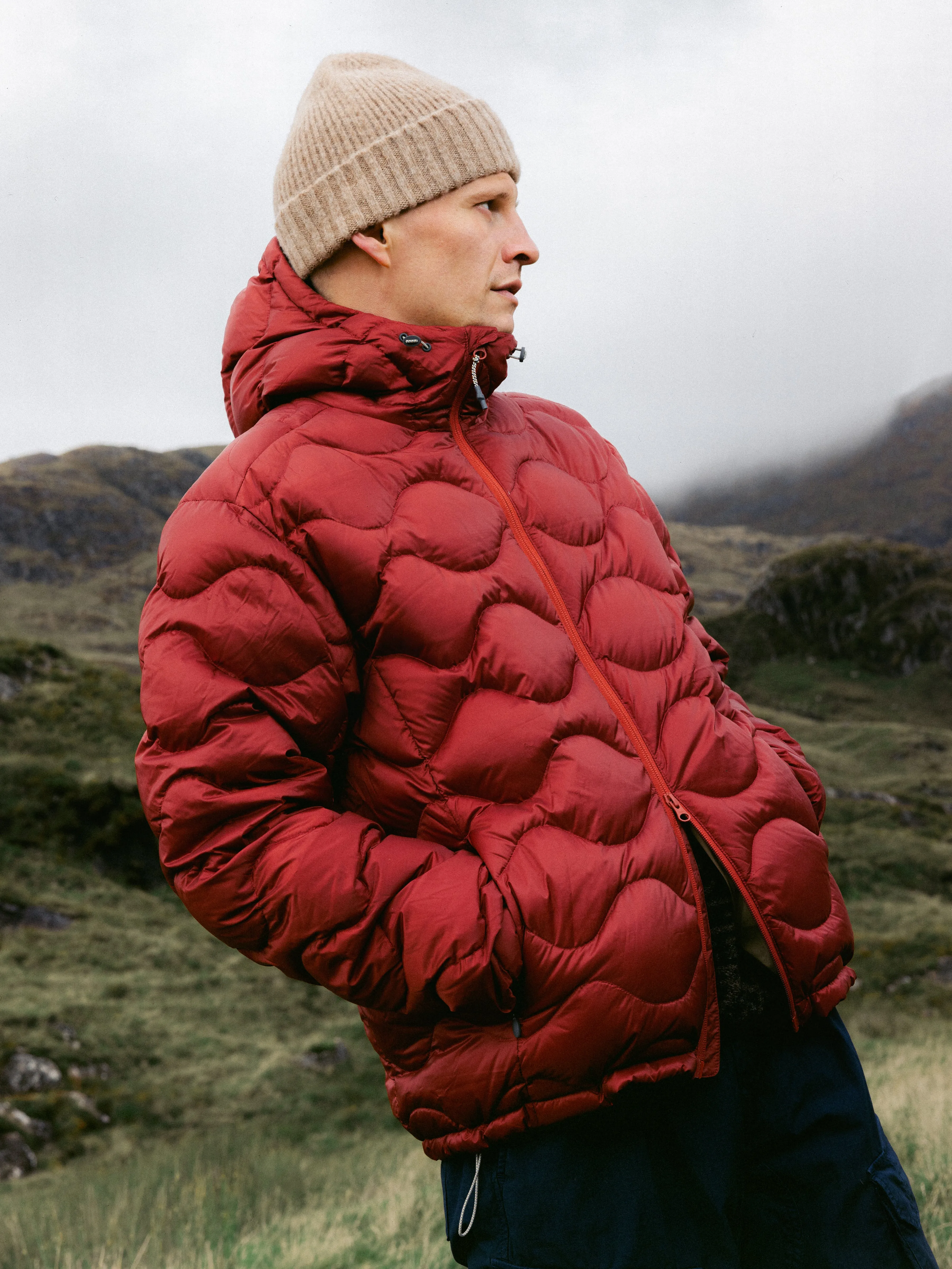Cuillin Down Jacket in Vintage Red Recycled Ripstop sold by Kestin product image thumbnail 3