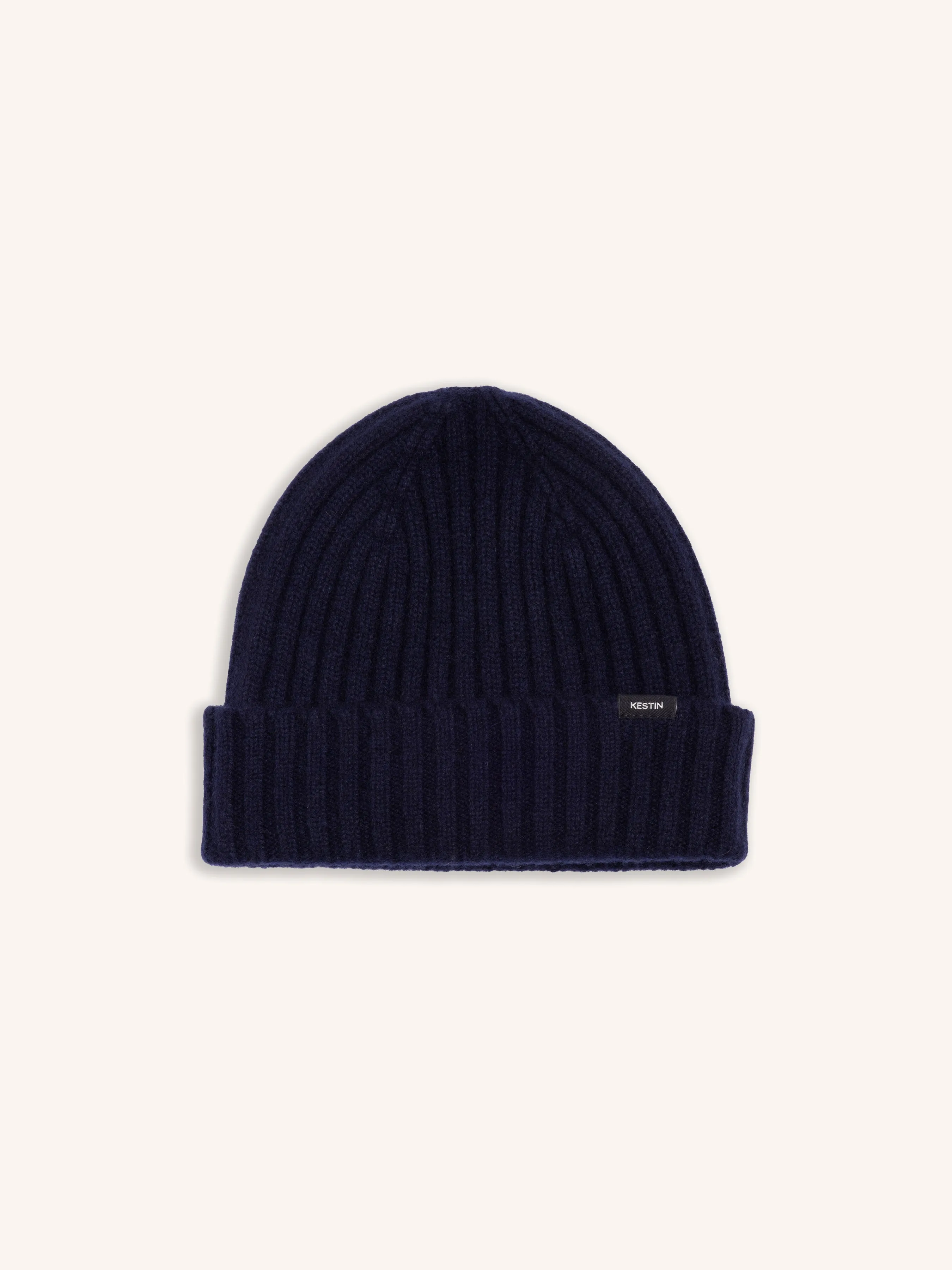 Sanna Beanie in Navy Cashmere sold by Kestin