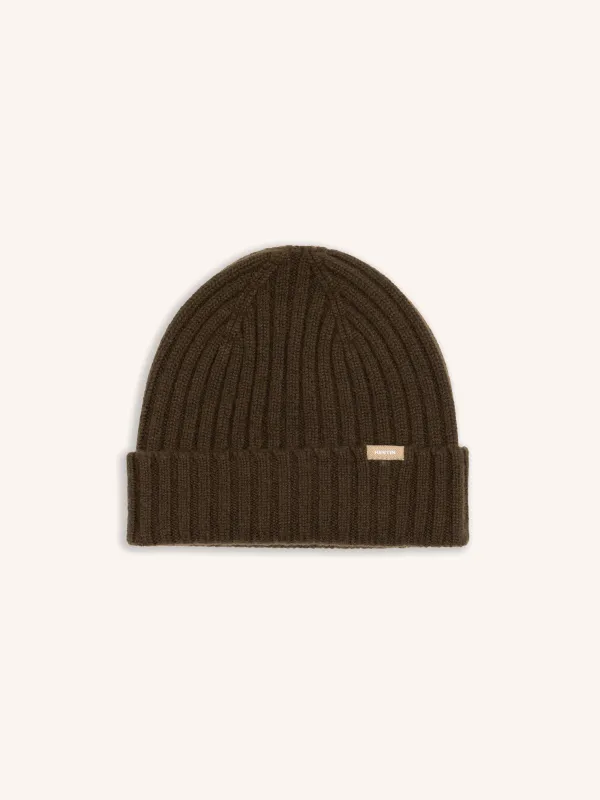Sanna Beanie in Military Cashmere sold by Kestin