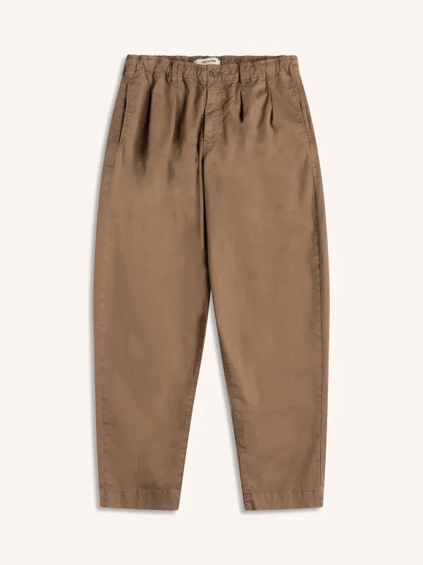 Clyde Pant in Taupe Cotton Twill made by Kestin