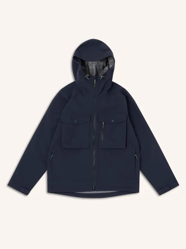 Glenbarr Waterproof Jacket in Dark Navy Recycled Nylon made by Kestin