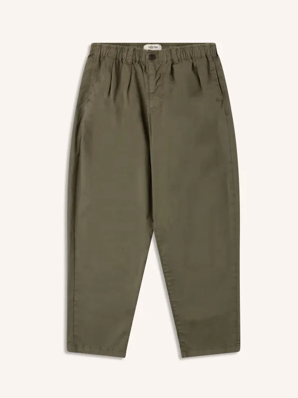 Clyde Pant in Olive Cotton Twill sold by Kestin