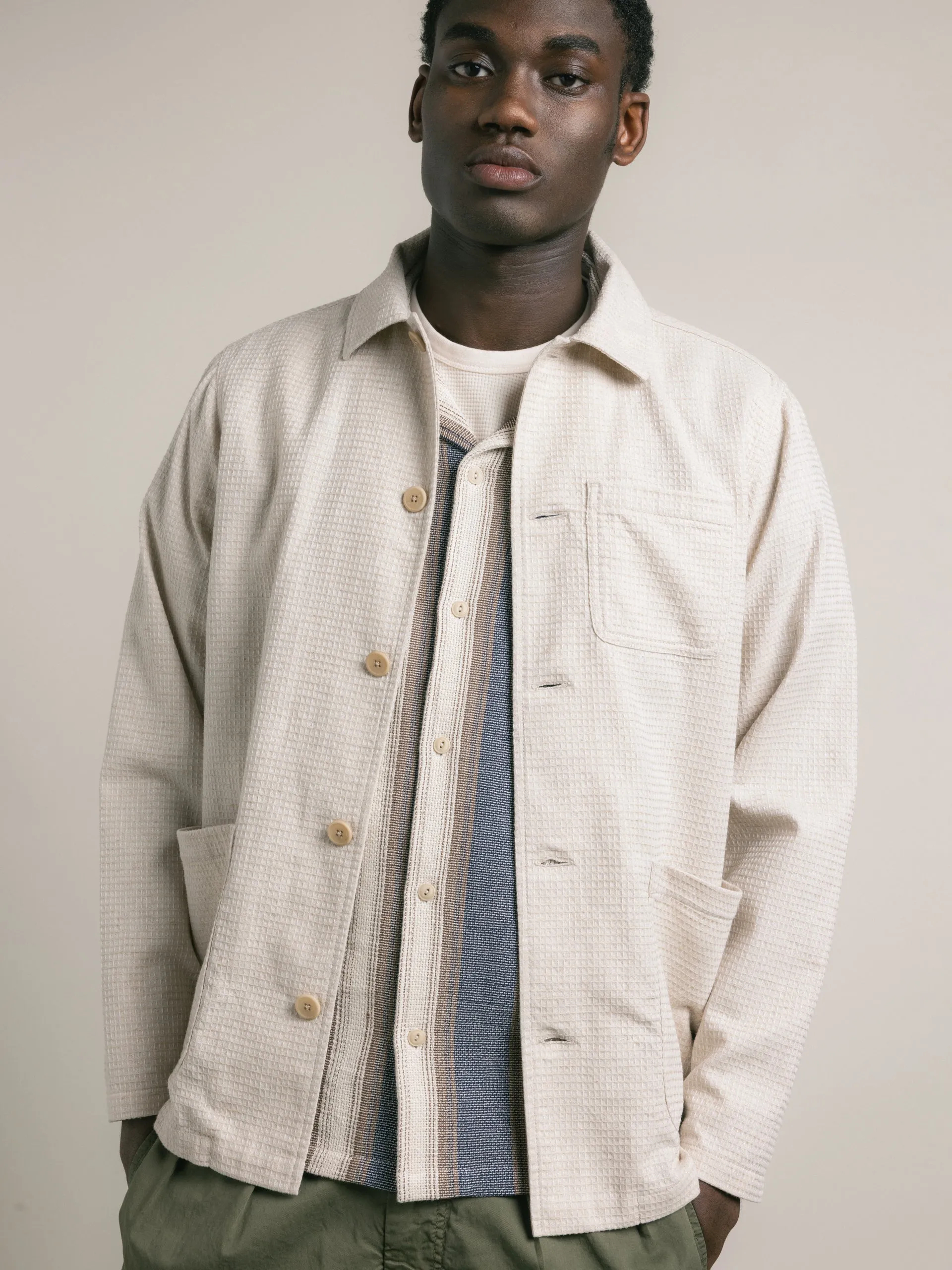 Ormiston Jacket in Ecru Linen Waffle sold by Kestin product image thumbnail 3