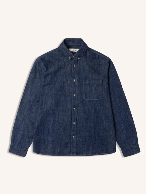Raeburn Button Down Shirt in Denim made by Kestin