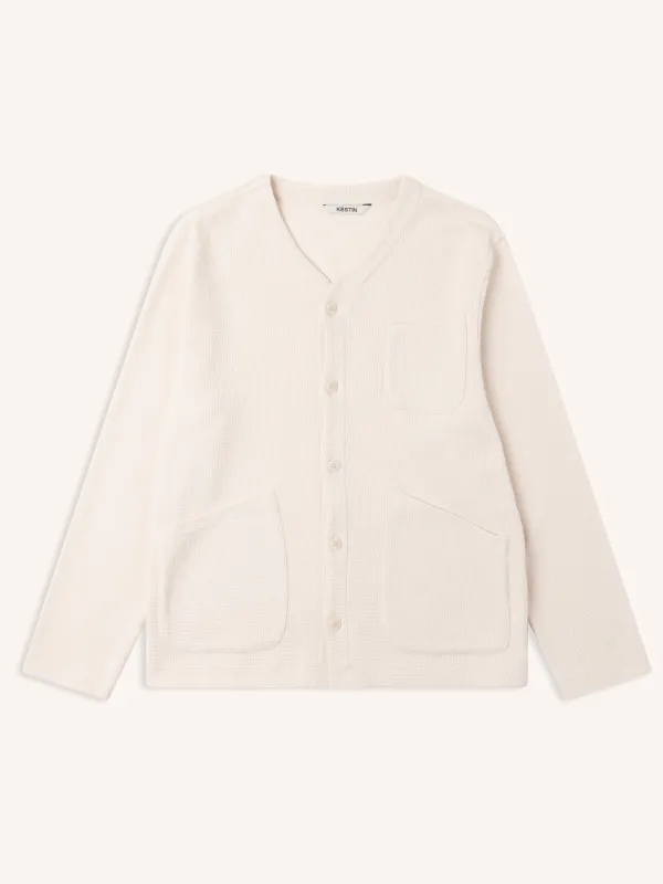 Dunvegan Cardigan in Natural Brushed Waffle made by Kestin