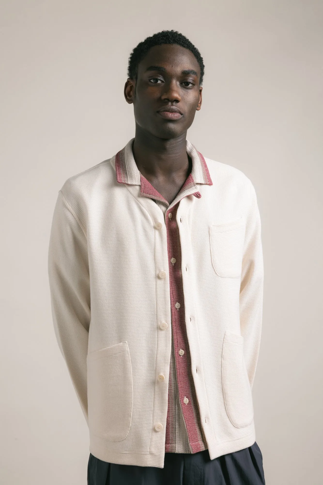 Dunvegan Cardigan in Natural Brushed Waffle sold by Kestin product image thumbnail 2