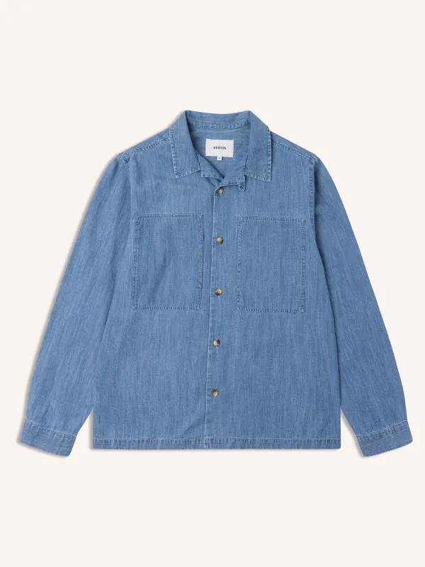 Durno Overshirt in Washed Denim sold by Kestin