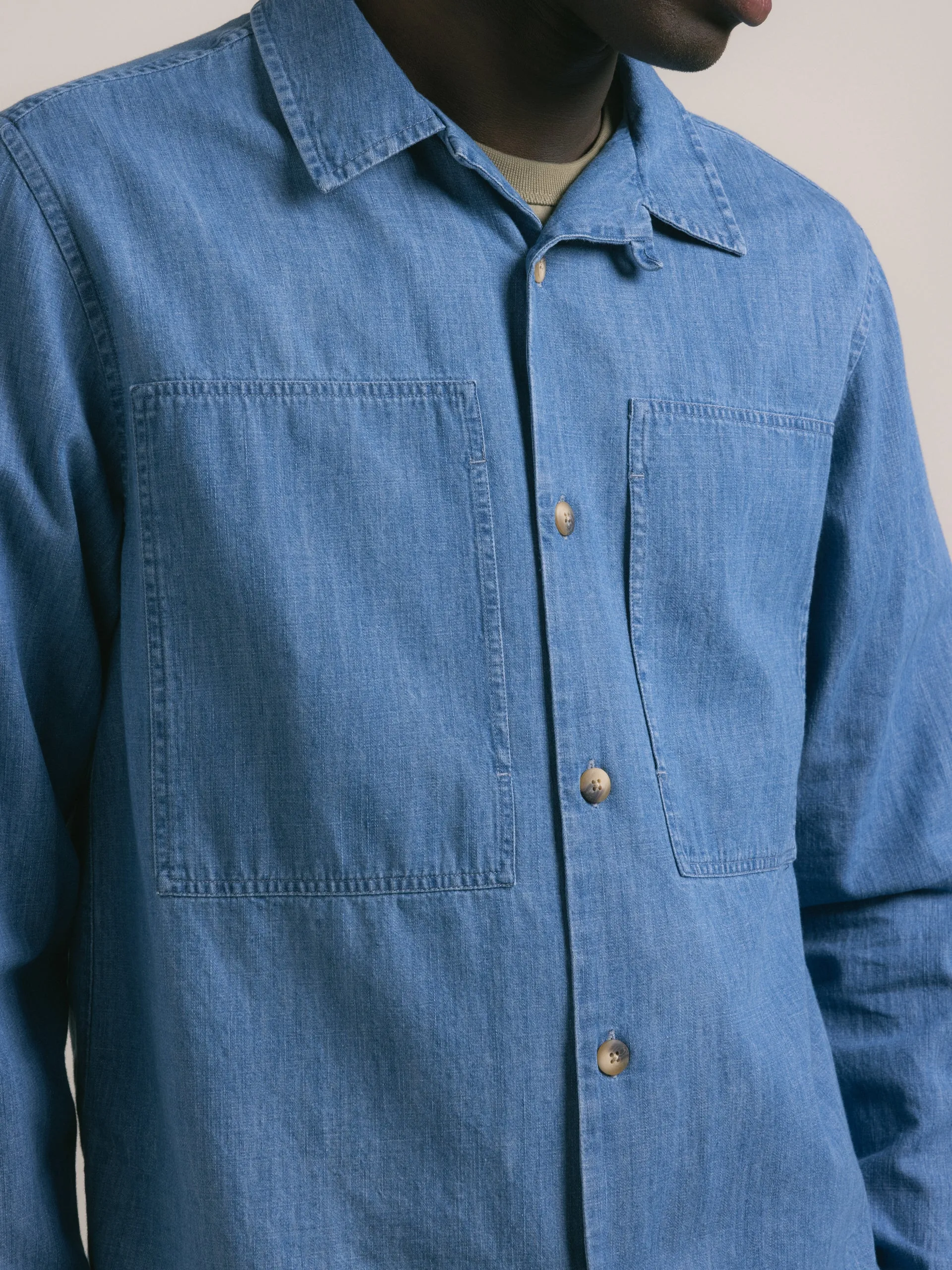Durno Overshirt in Washed Denim sold by Kestin product image thumbnail 3