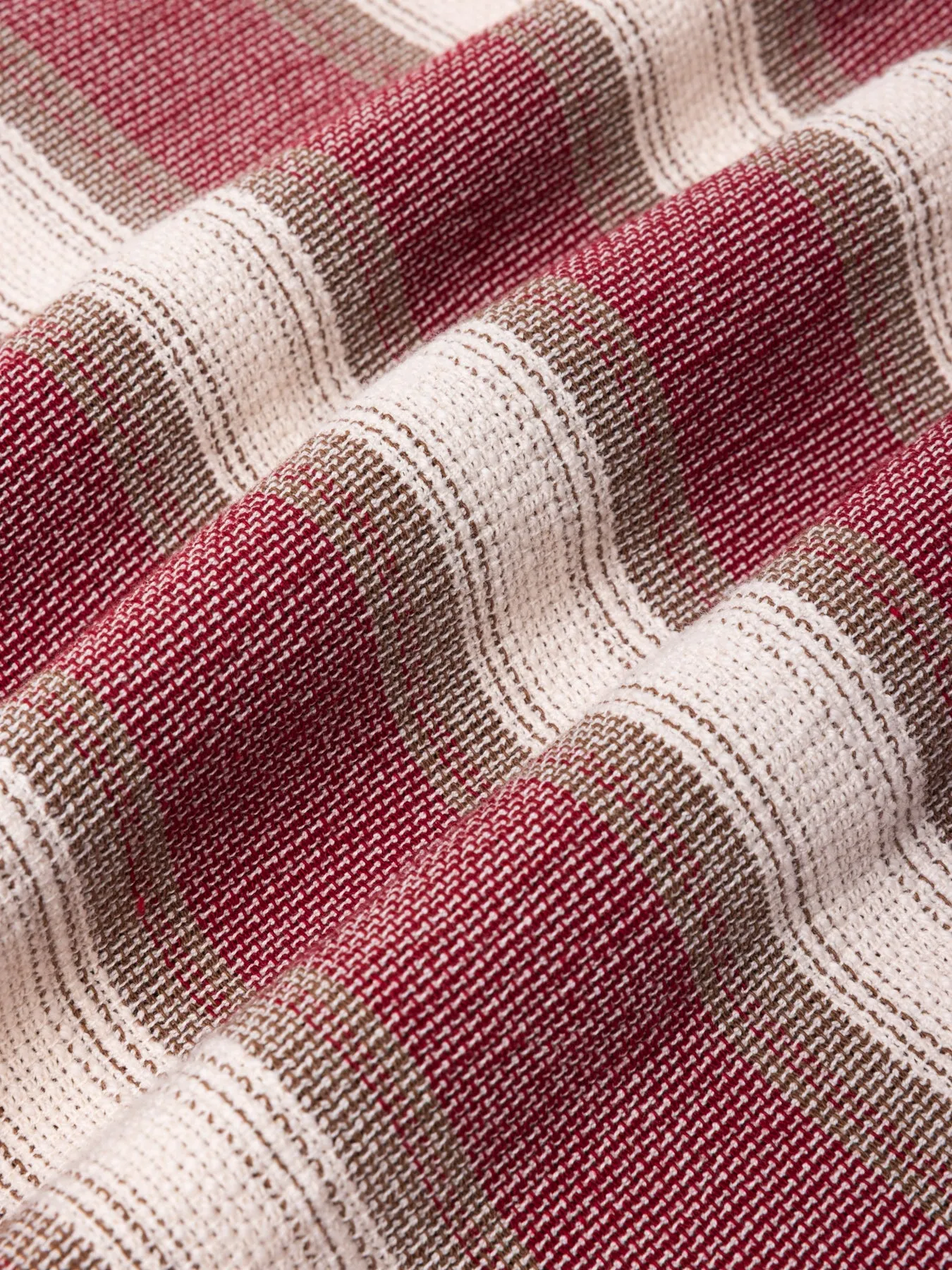 Durno Overshirt in Red / Brown Stripe Open Weave Cotton sold by Kestin product image thumbnail 5