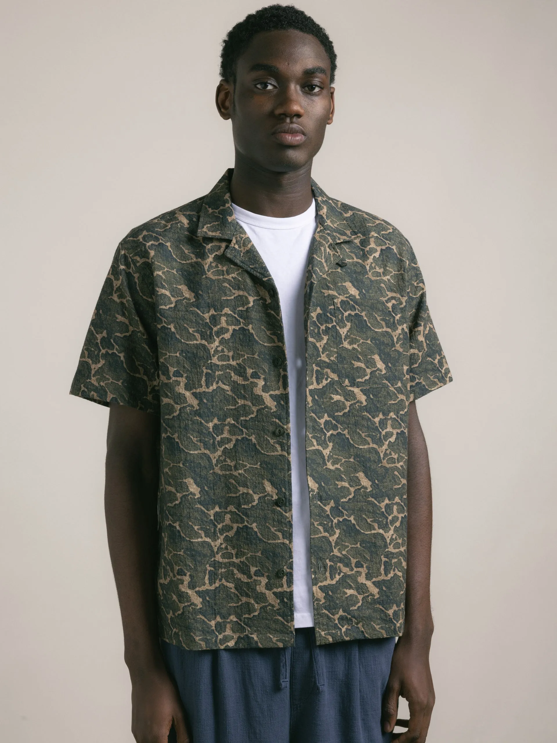Cramond Shirt in Olive Landscape Print Cotton sold by Kestin product image thumbnail 2
