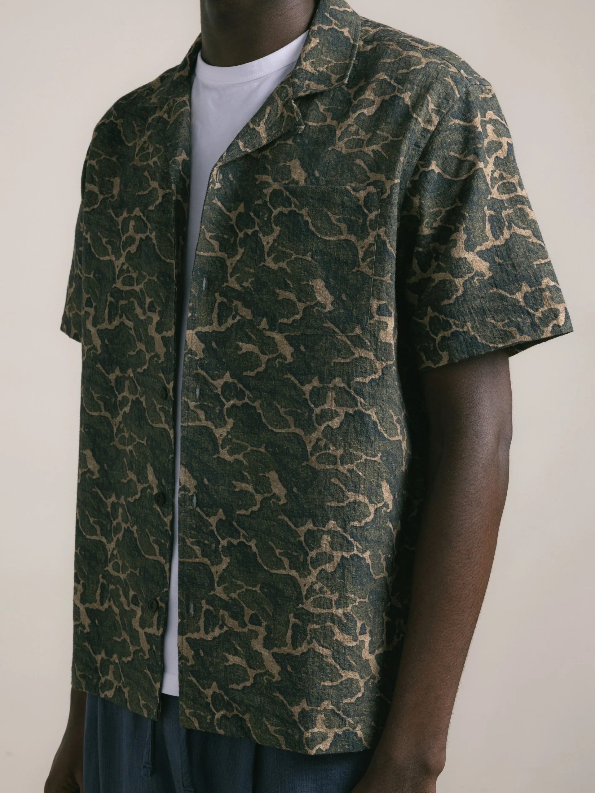 Cramond Shirt in Olive Landscape Print Cotton sold by Kestin product image thumbnail 4