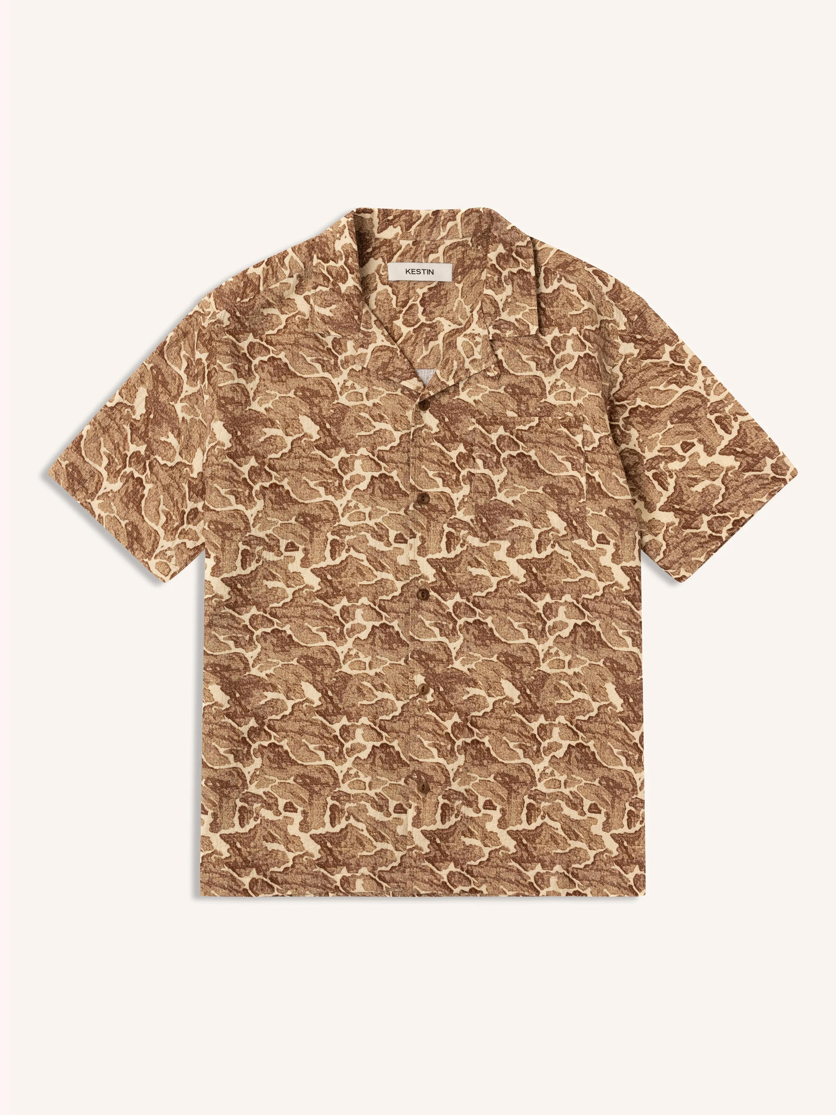 Crammond Shirt in Brown Landscape Print Cotton sold by Kestin