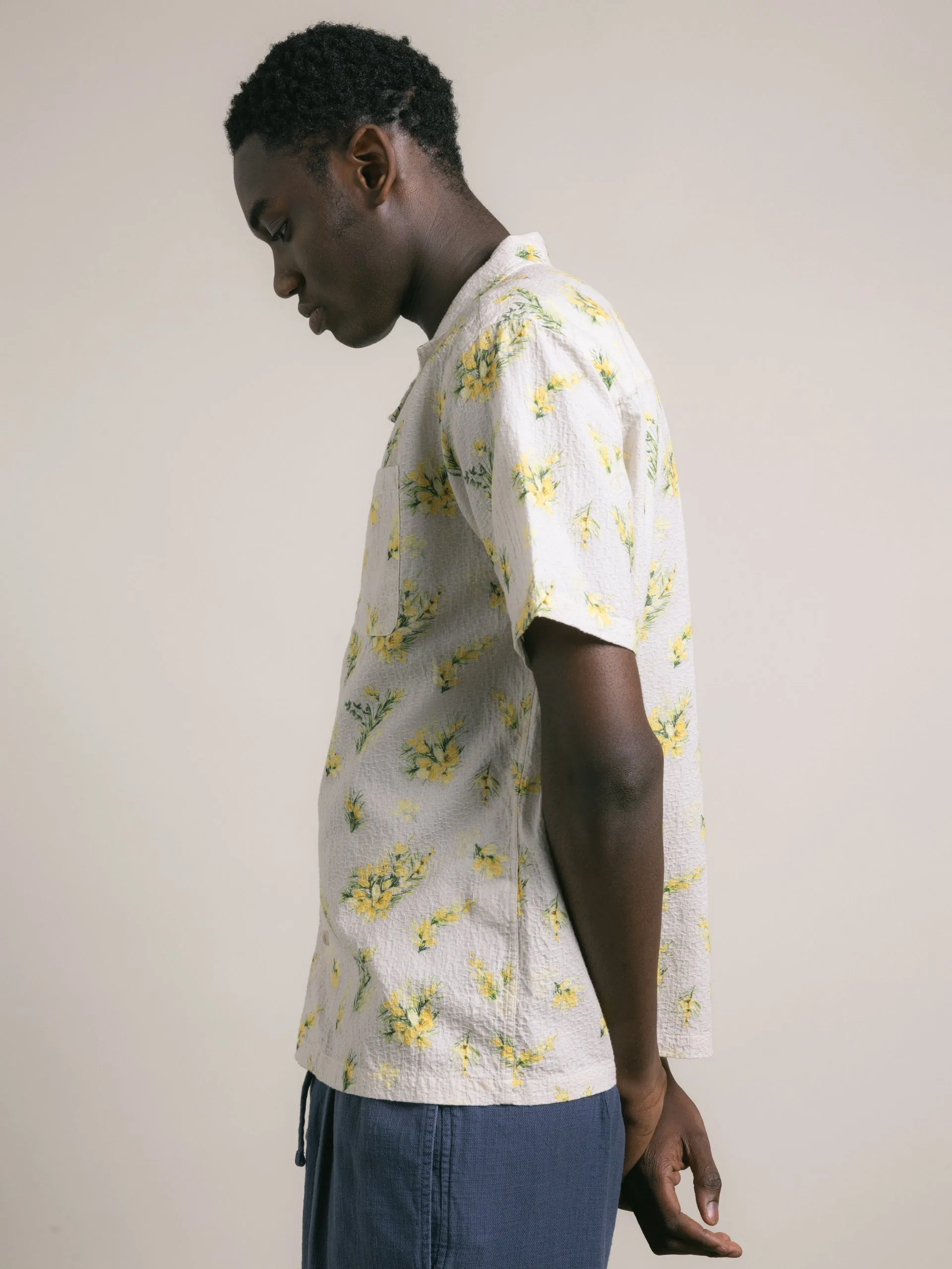 Crammond Shirt in Ecru Gorse Print Cotton sold by Kestin product image thumbnail 3