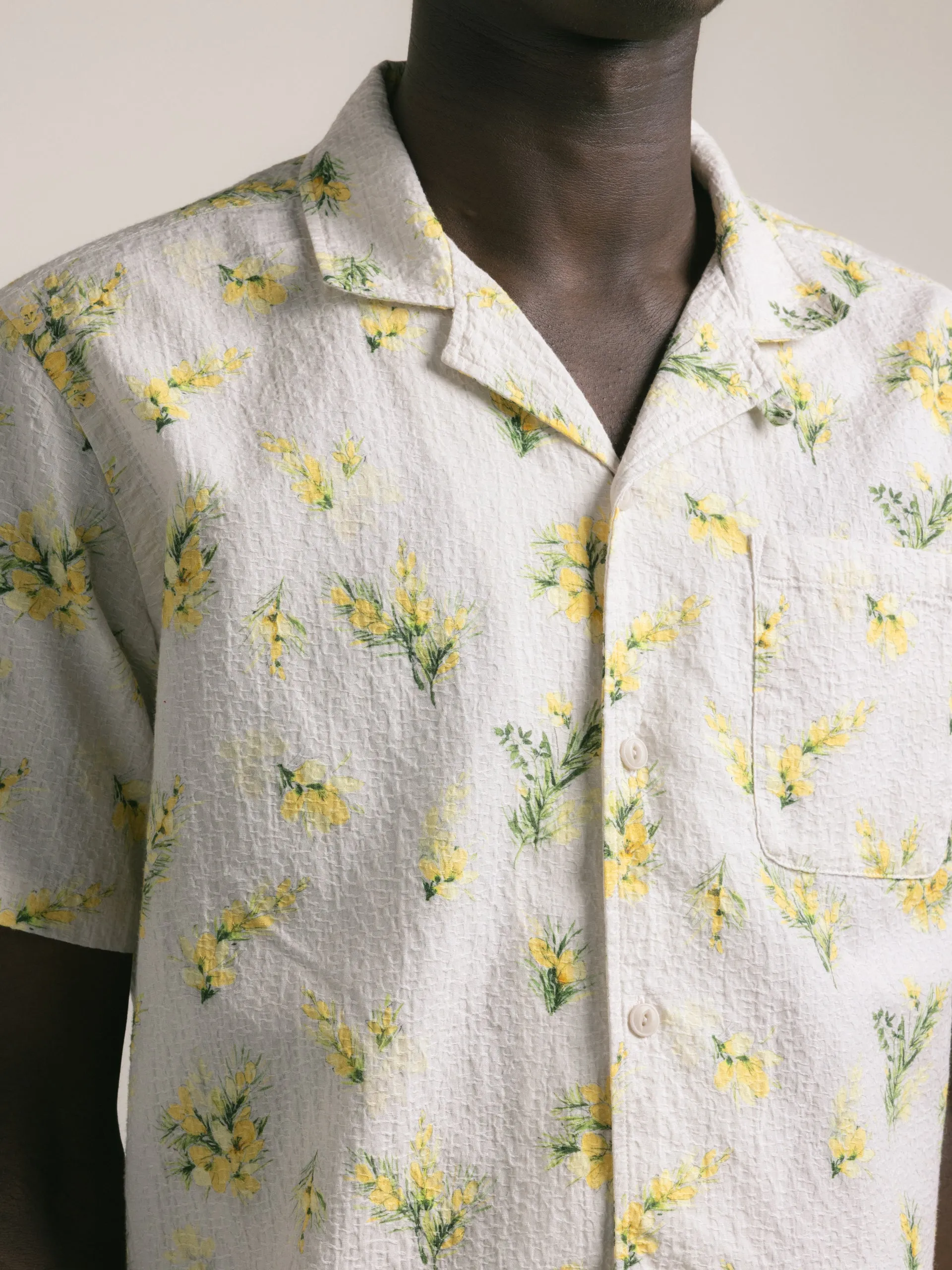 Crammond Shirt in Ecru Gorse Print Cotton sold by Kestin product image thumbnail 2