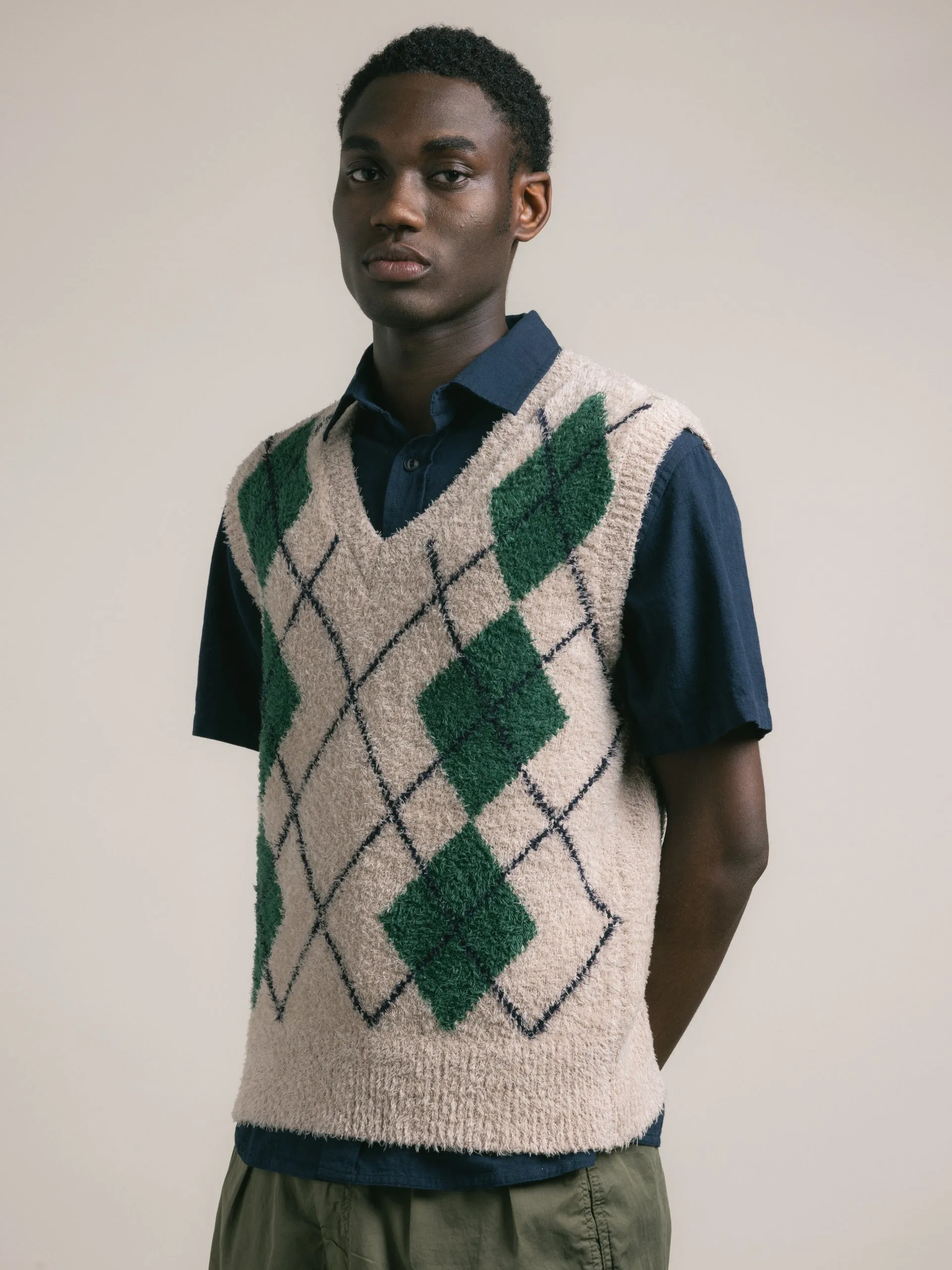 Carron Argyle Vest in Ecru Organic Cotton sold by Kestin product image thumbnail 2