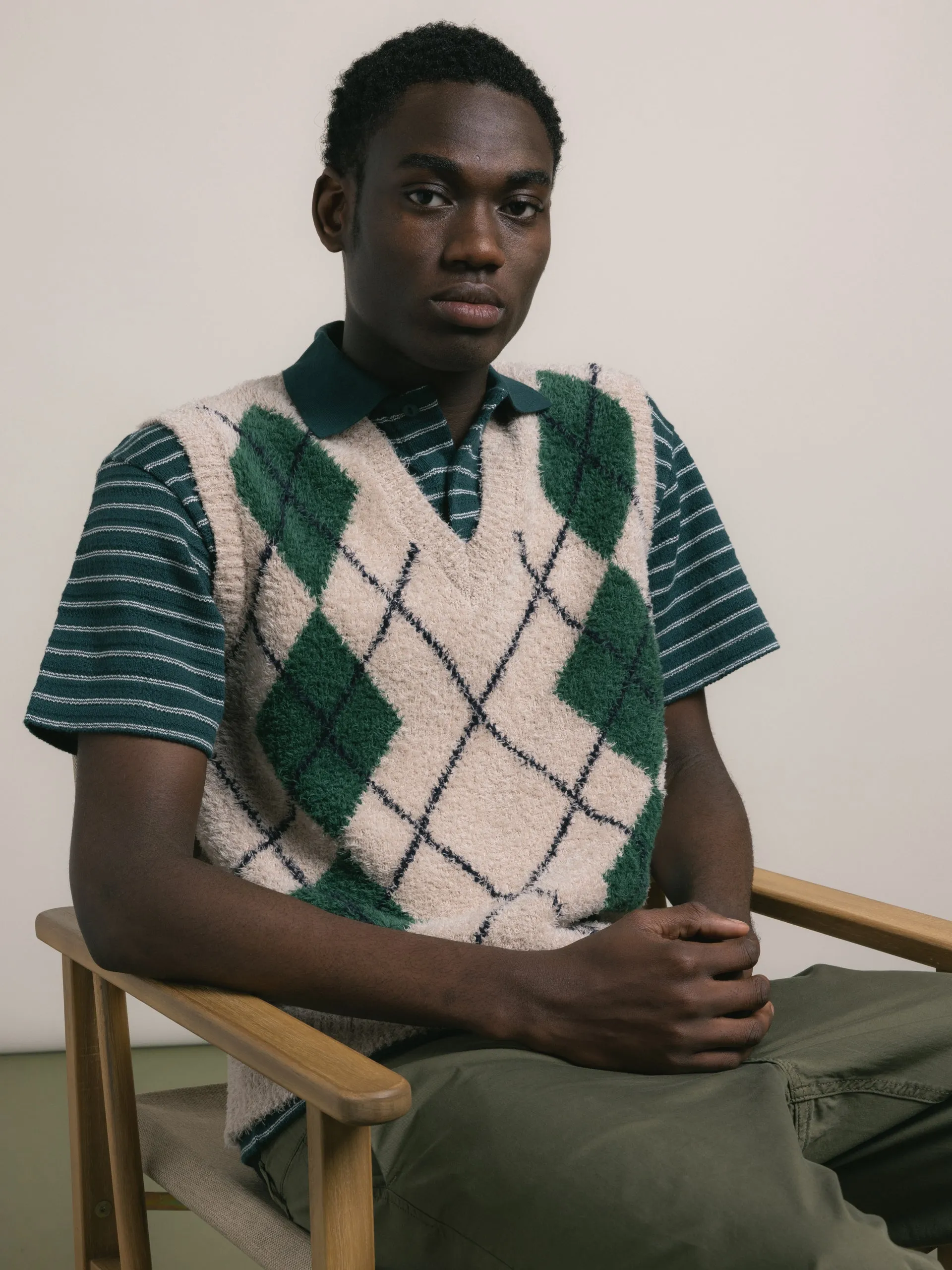 Carron Argyle Vest in Ecru Organic Cotton sold by Kestin product image thumbnail 4