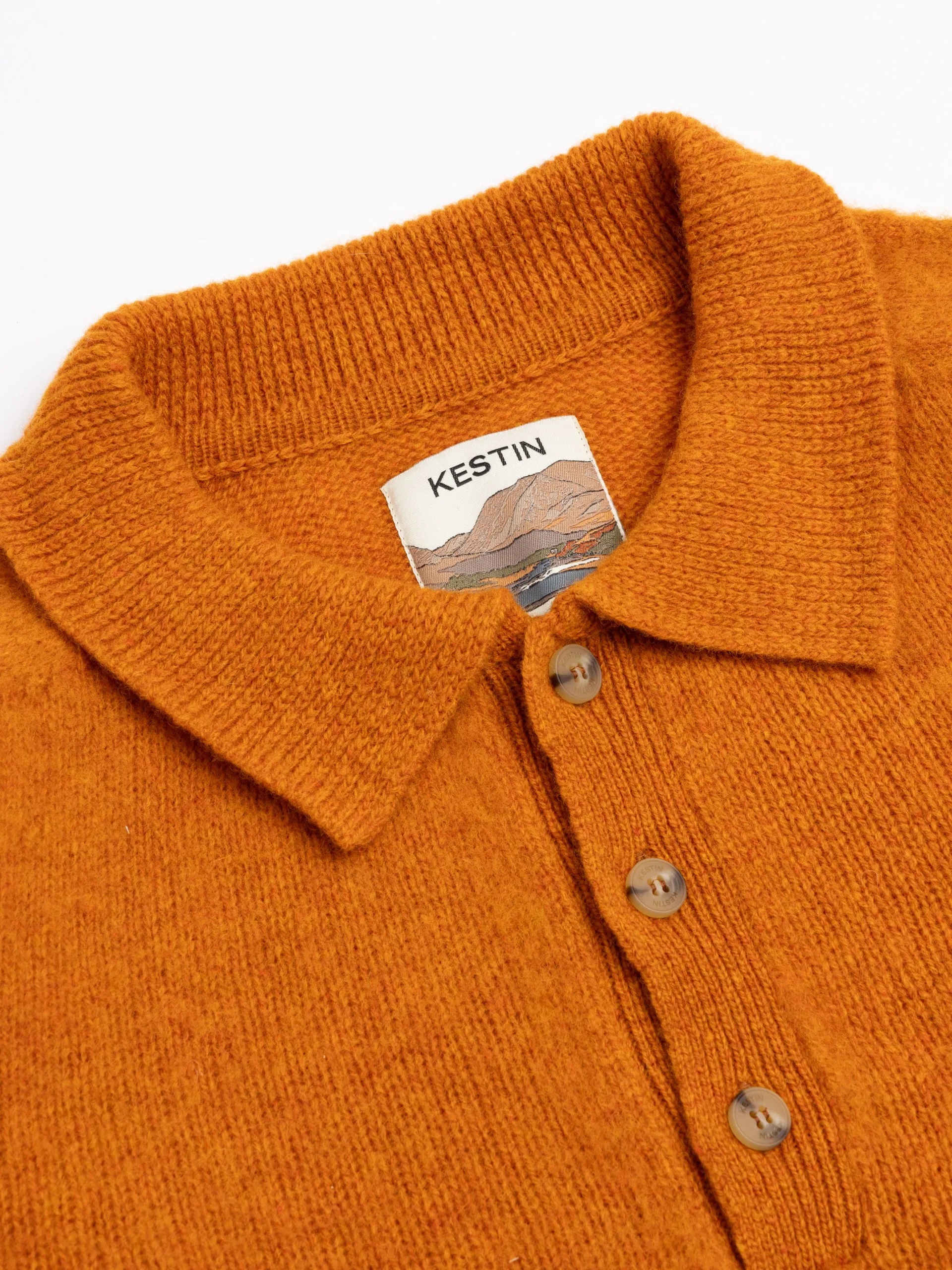 Lewis Brushed Shetland Polo in Bright Orange Lambswool sold by Kestin product image thumbnail 5