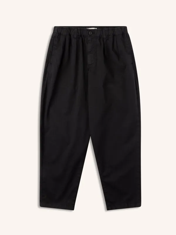 Clyde Pant in Black Cotton Twill made by Kestin