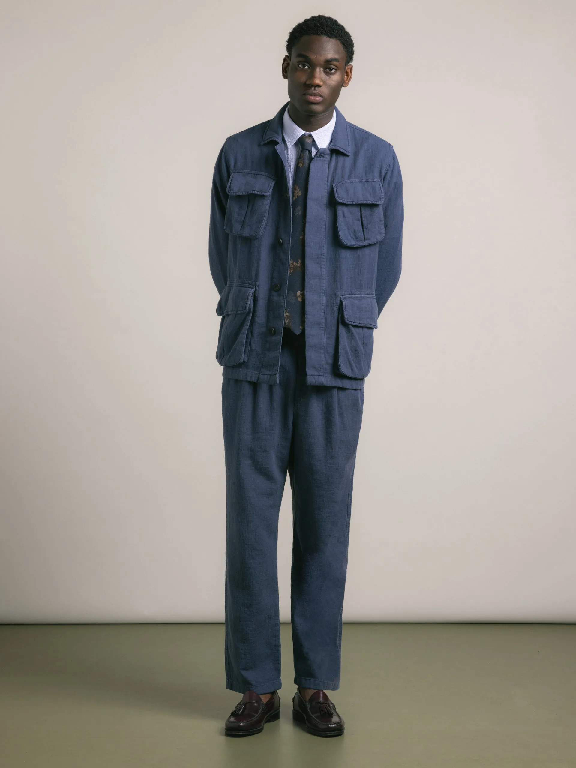 Doune Pant in Navy Slub Cotton sold by Kestin product image thumbnail 5