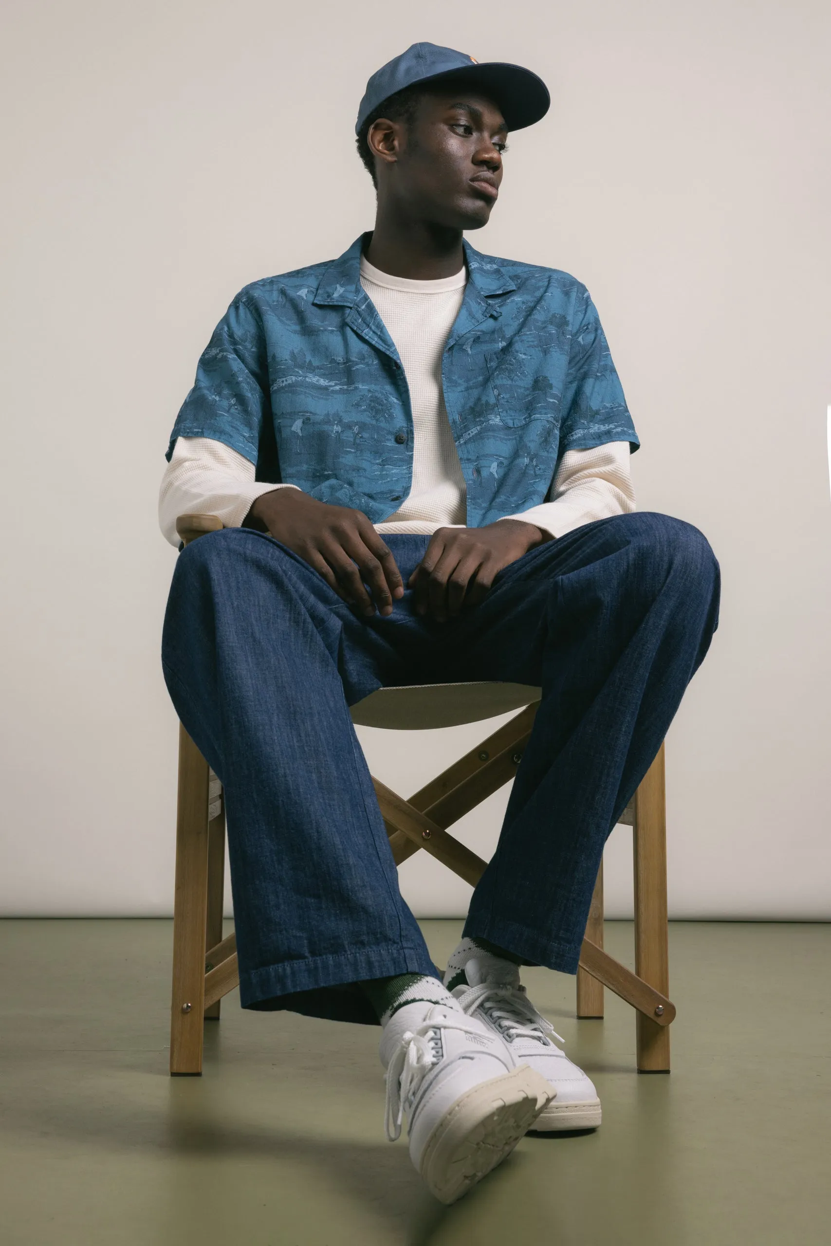 Cramond Shirt in French Blue Golf Print Cotton sold by Kestin product image thumbnail 2