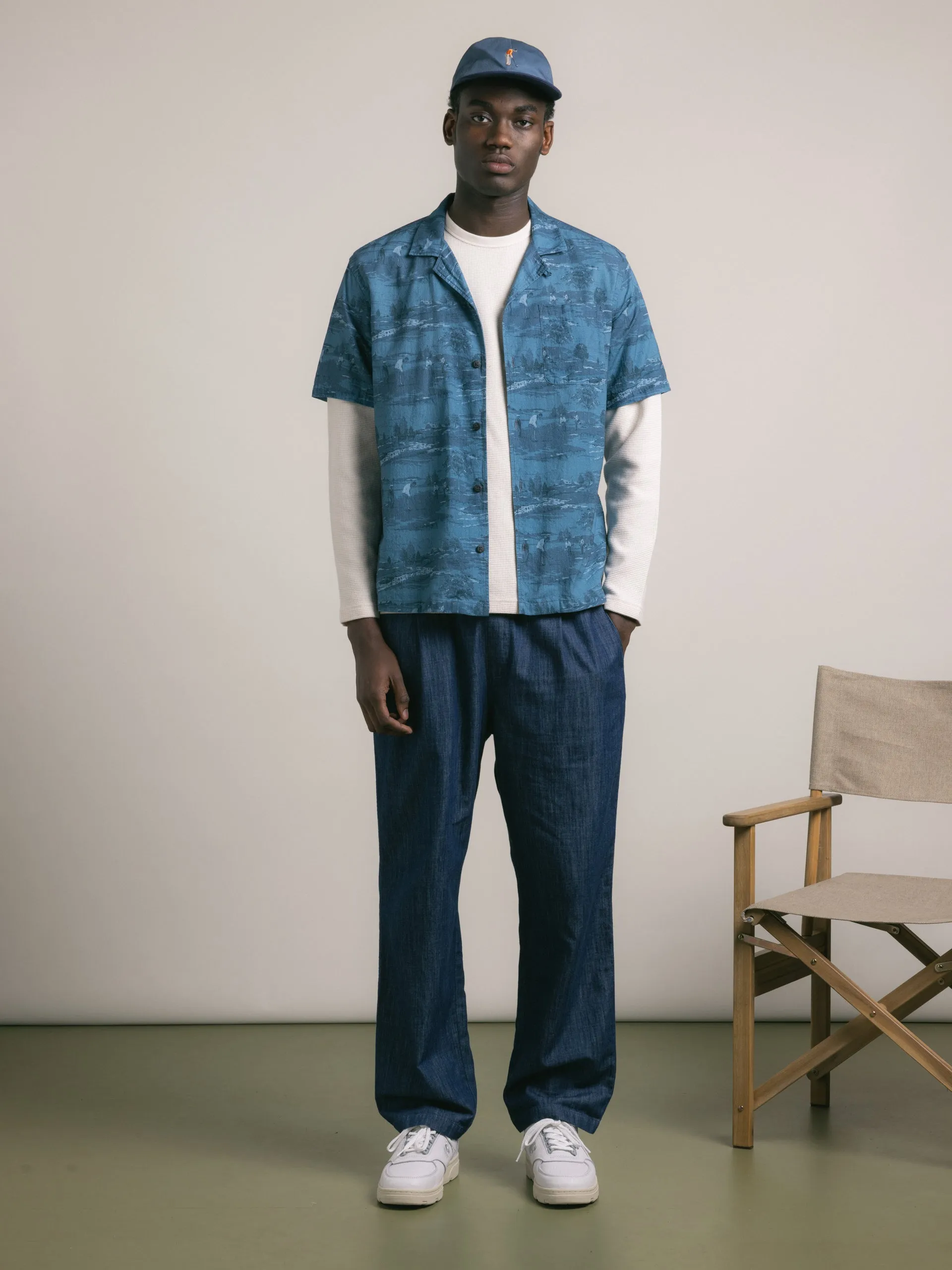 Cramond Shirt in French Blue Golf Print Cotton sold by Kestin product image thumbnail 3